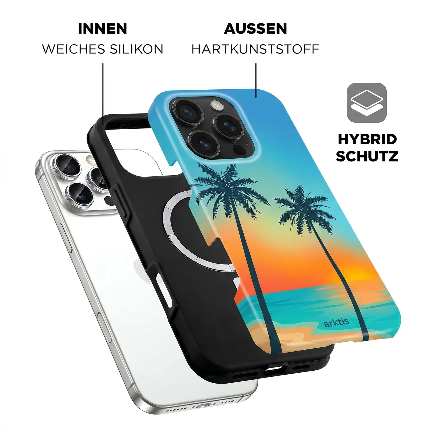 arktis Sunset Beach iPhone 16 Pro Max Hülle MagSafe