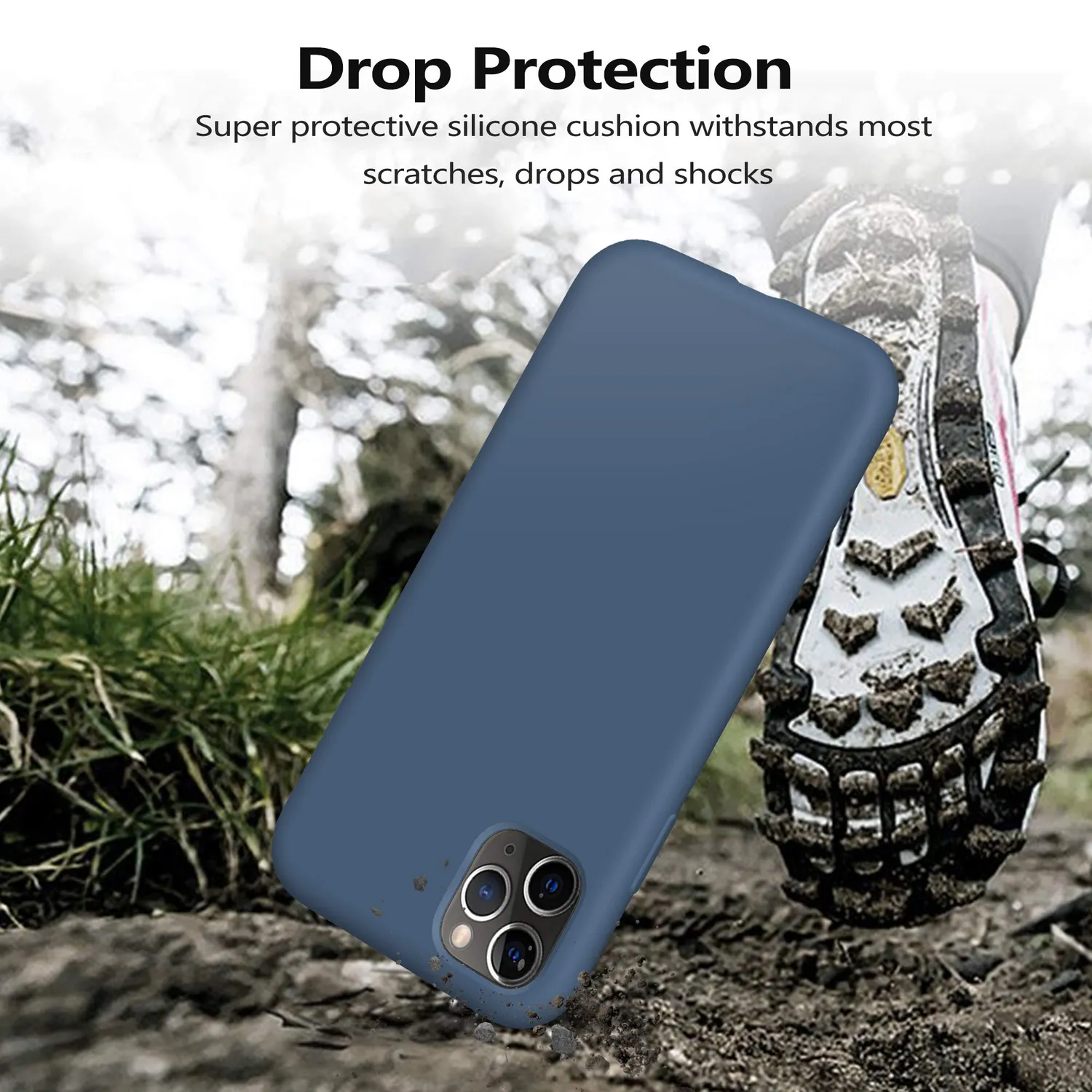 YATWIN iPhone 11 Pro Silikonhülle Blau matt
