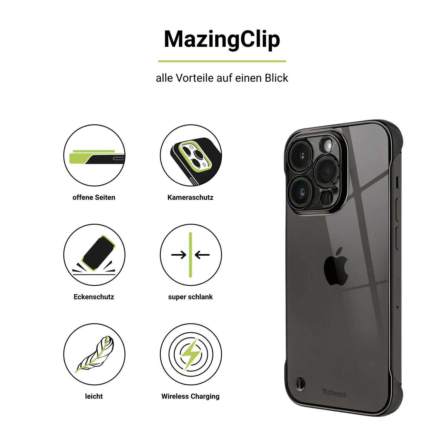Artwizz MazingClip iPhone 14 Pro Clip-Hülle transparent