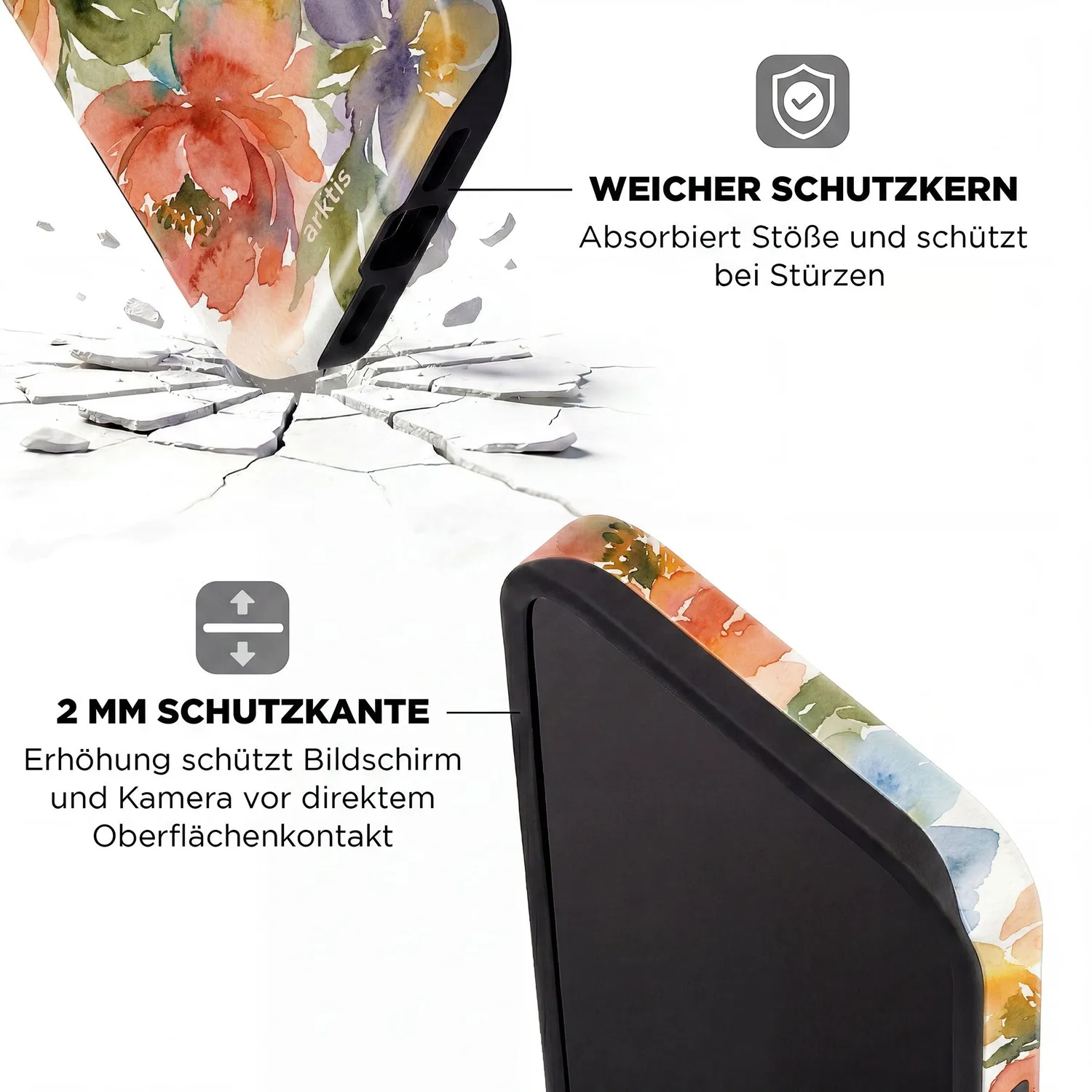 arktis Floral iPhone 15 Hülle MagSafe Blumen-Print