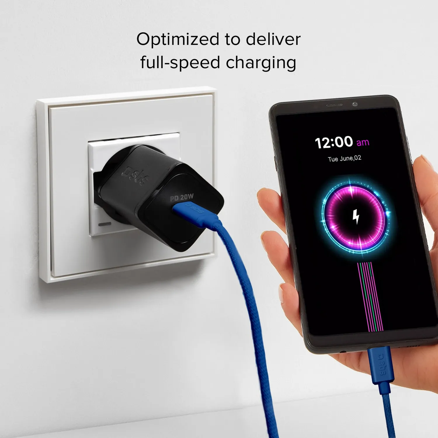 SBS USB-C Kabel Gewebe 1,5m 60W schwarz