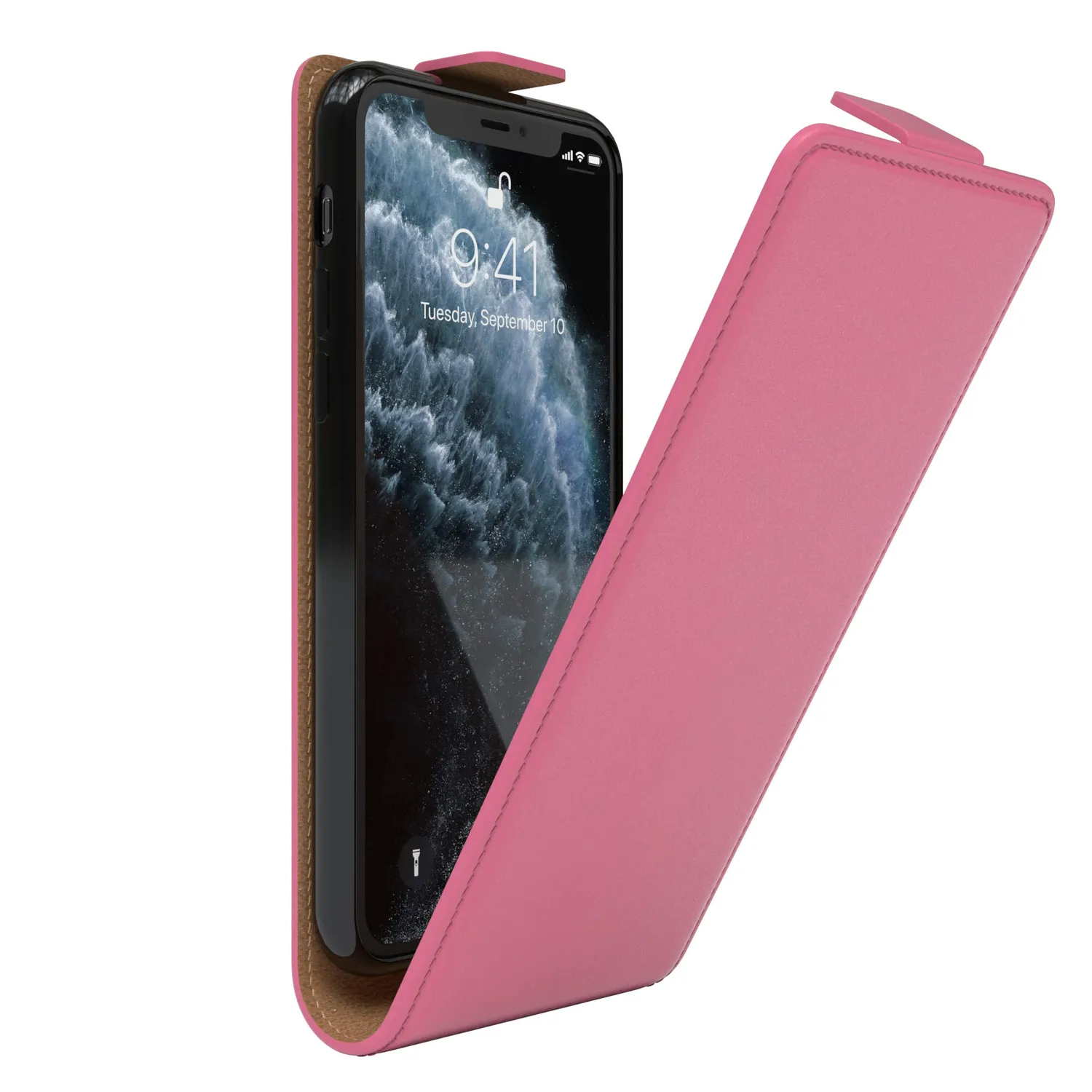 EAZY CASE iPhone 11 Pro Klapphülle Braun Kunstleder Flip
