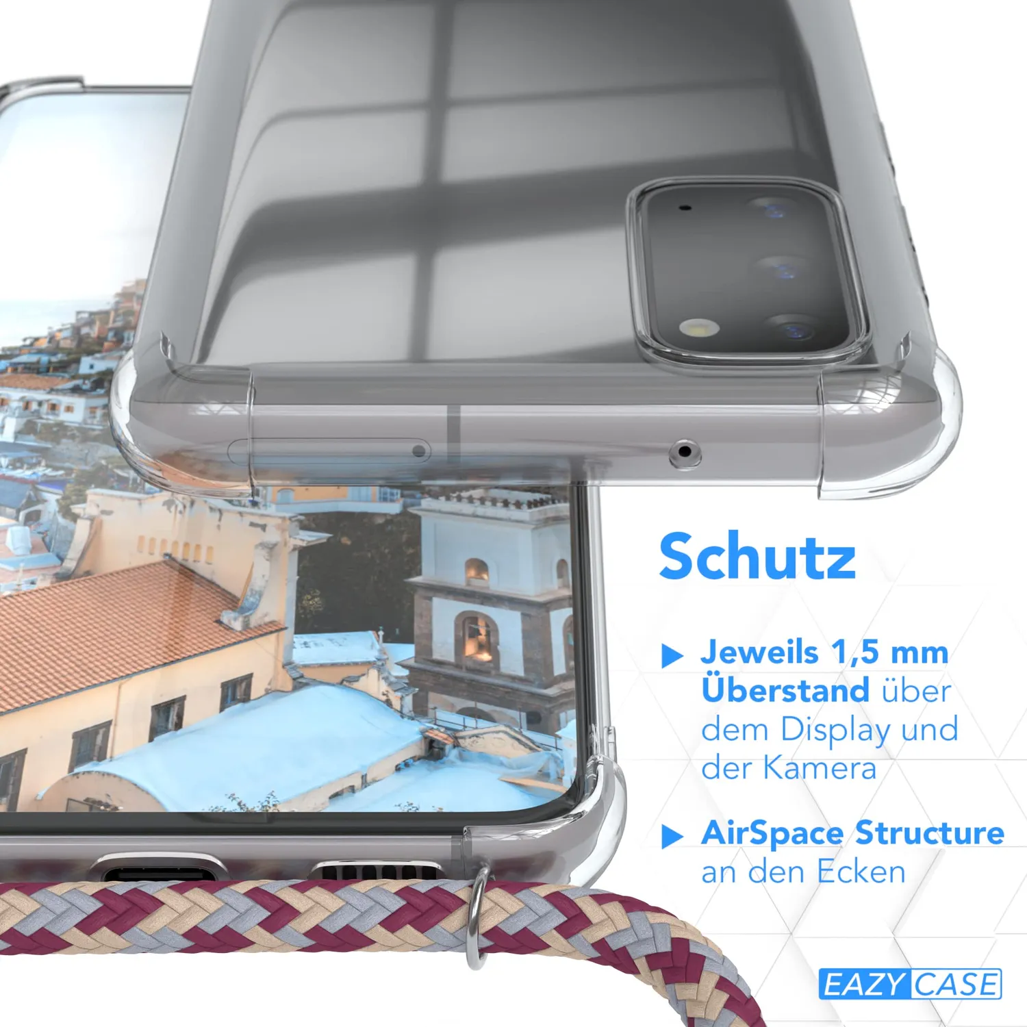 EAZY CASE Galaxy S20 Handykette Hülle Bordeaux Camouflage