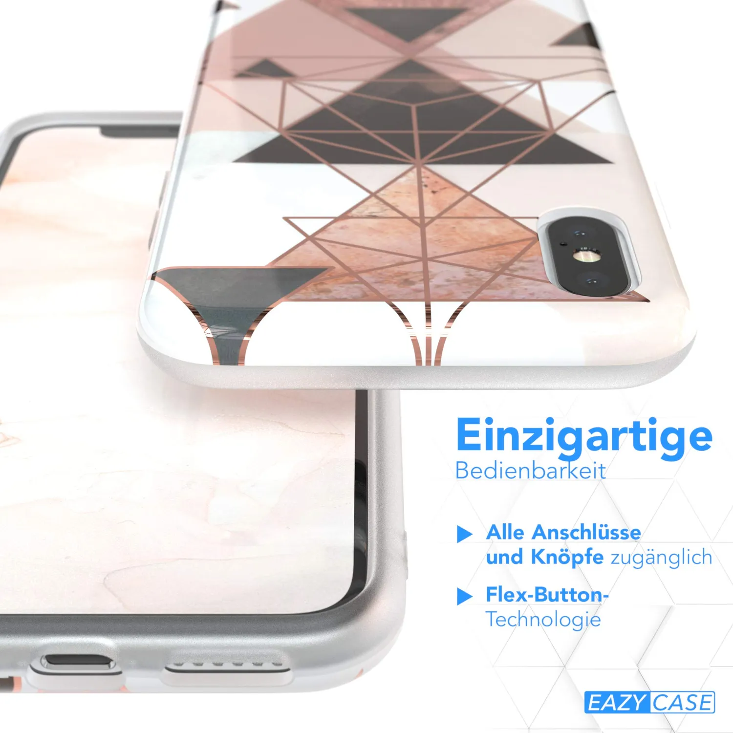 EAZY CASE iPhone XS Max Silikonhülle Geometrie Rosabraun