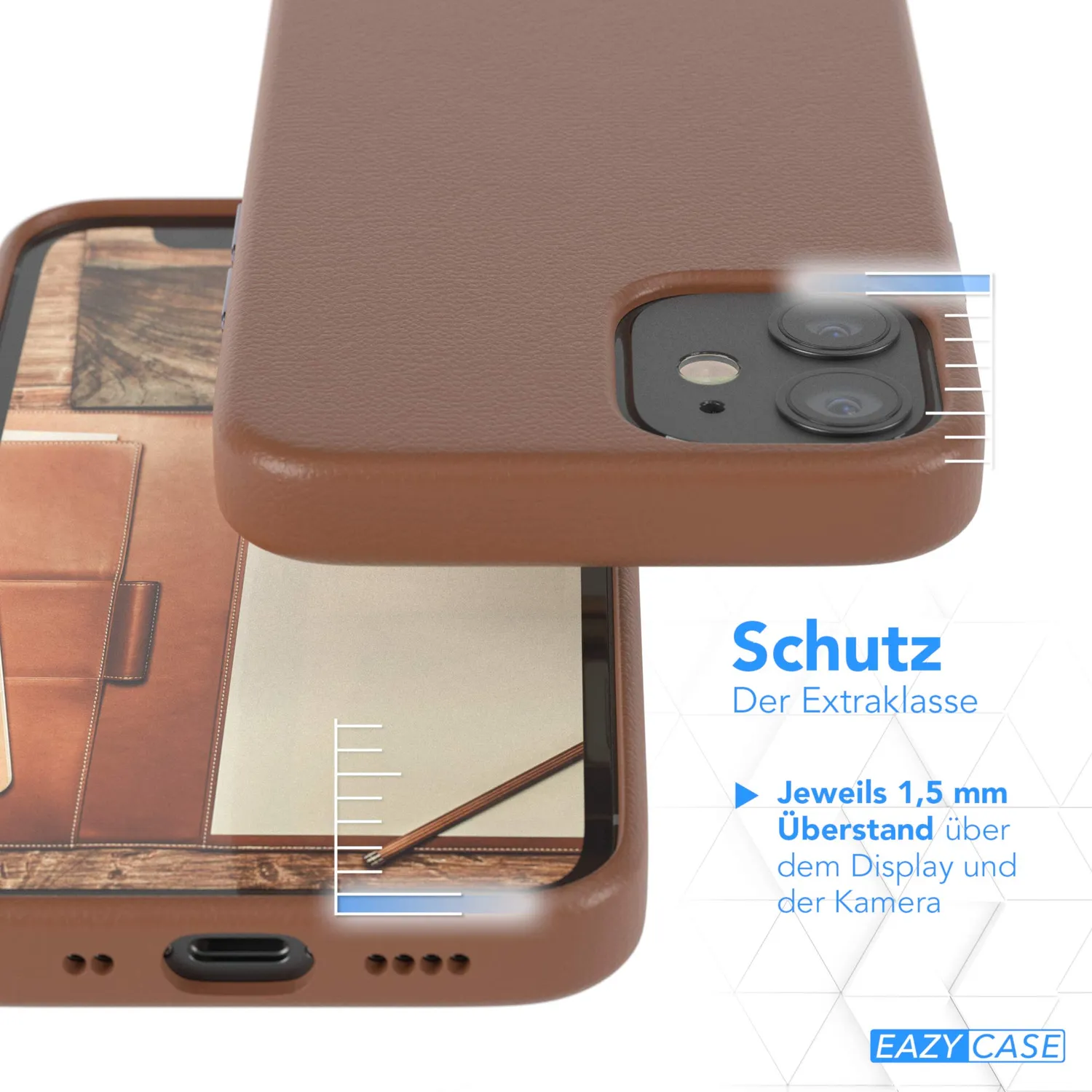 EAZY CASE iPhone 12 Mini Handyhülle Braun Kunstleder