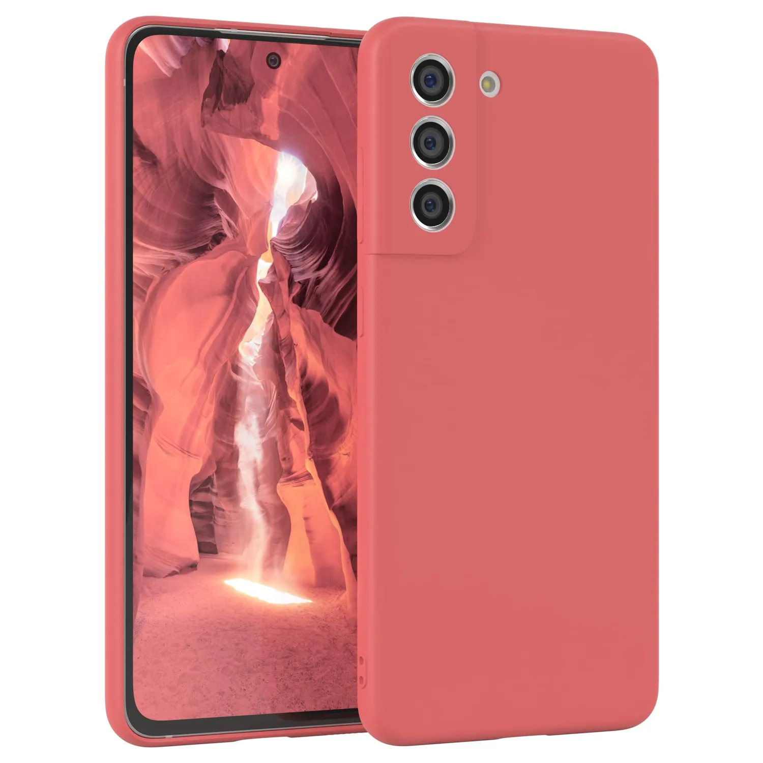 EAZY CASE Premium Silikon Galaxy S21 FE 5G Silikonhülle Alt Rosa matt