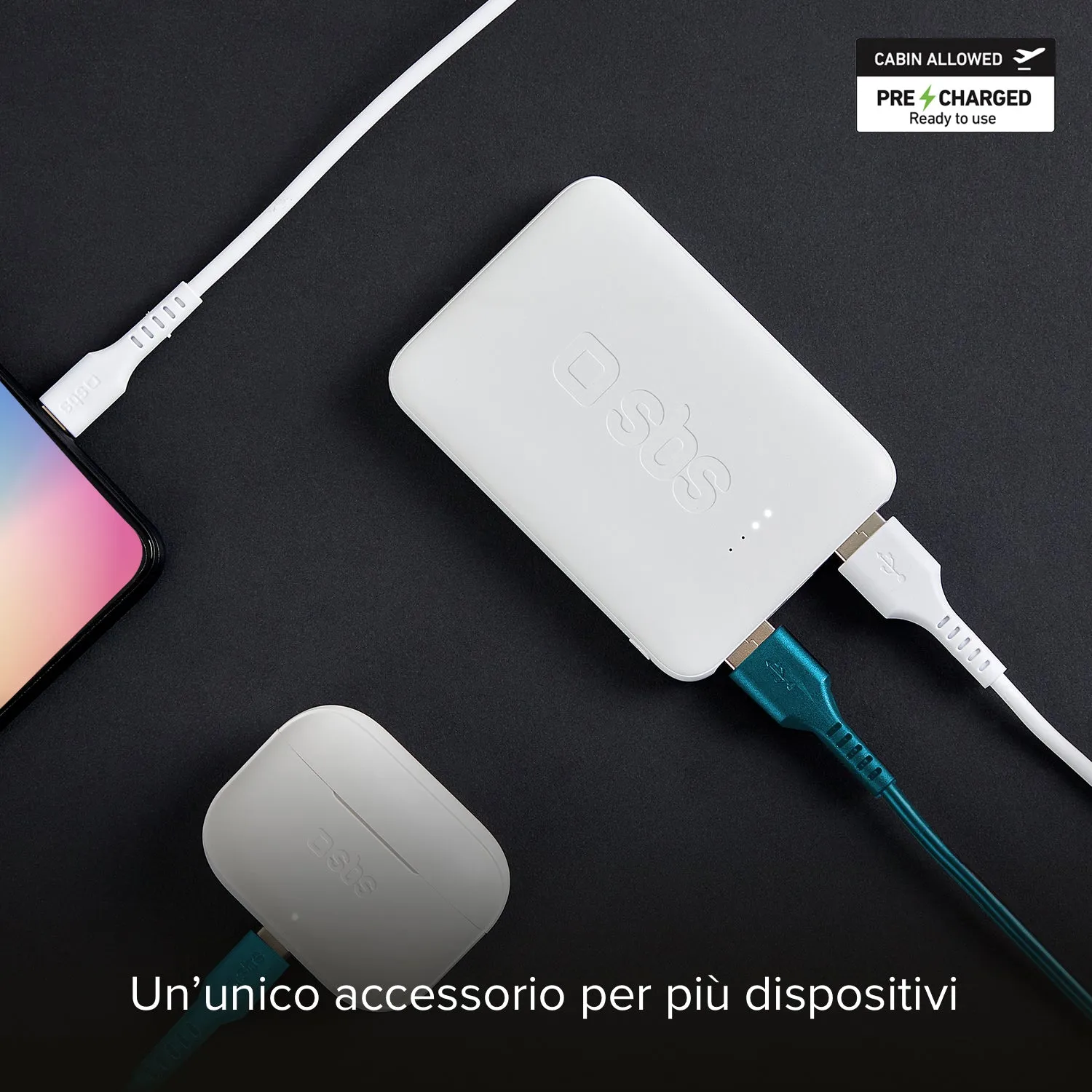 SBS Pocket Powerbank 5000mAh weiß kompakt