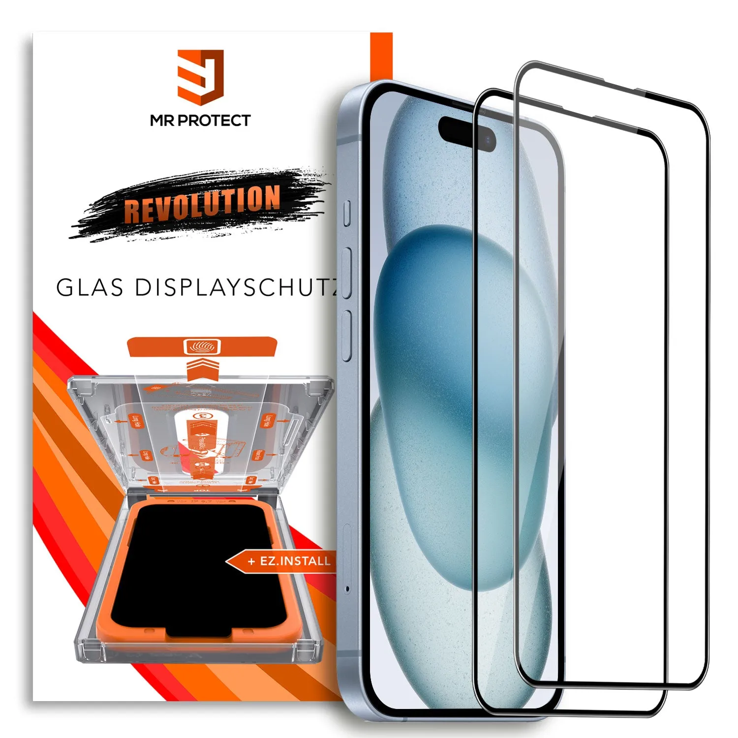 arktis REVOLUTION iPhone 15 Plus Panzerglas 2er Set mit Montagebox