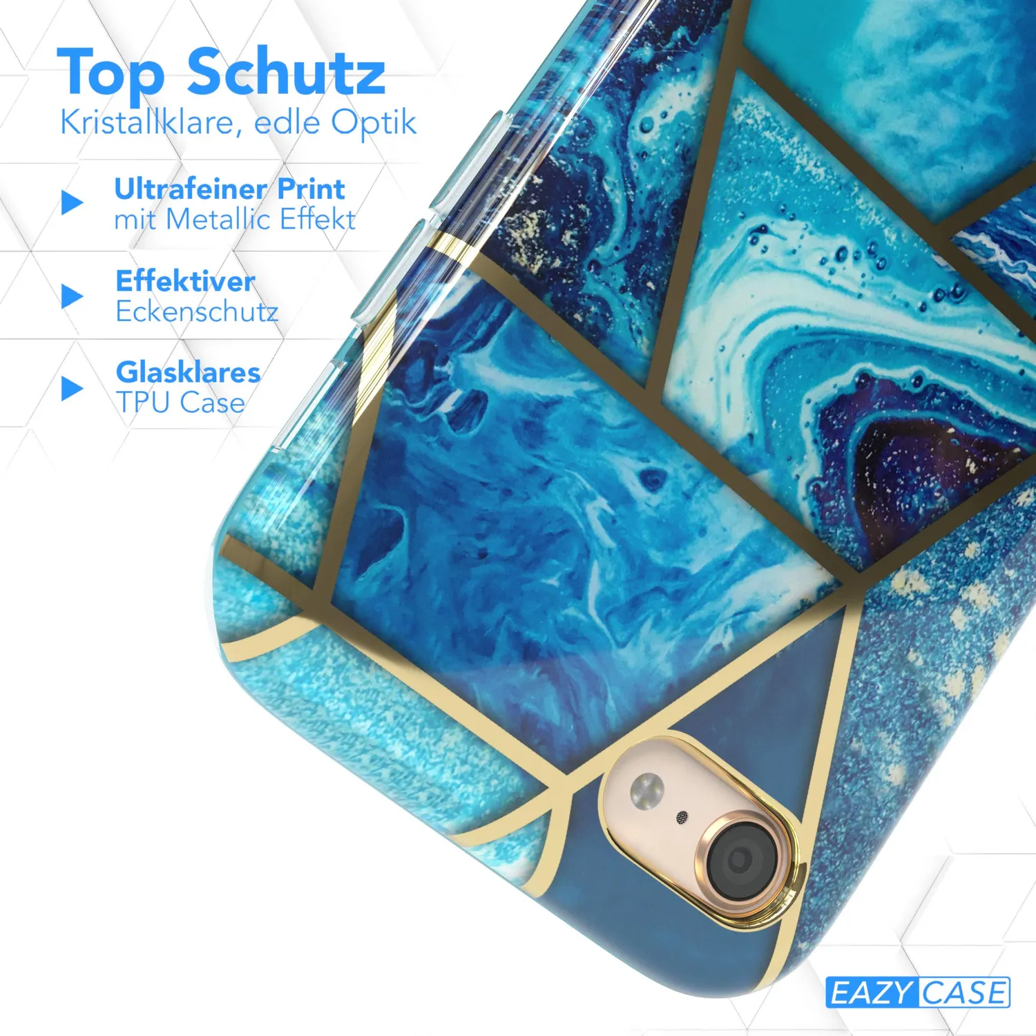EAZY CASE 360 Grad iPhone SE 2022/2020 8 7 Handyhülle Blau Displayschutz