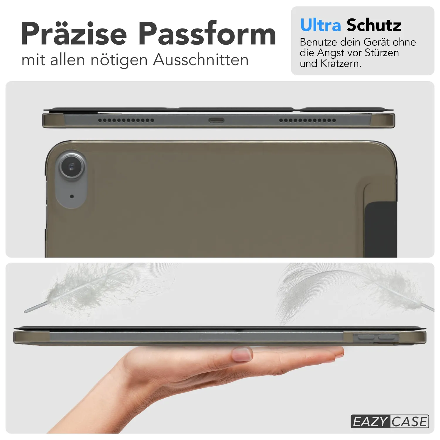 EAZY CASE iPad Air 11 M3 2025 Hülle Schwarz mit Ständer