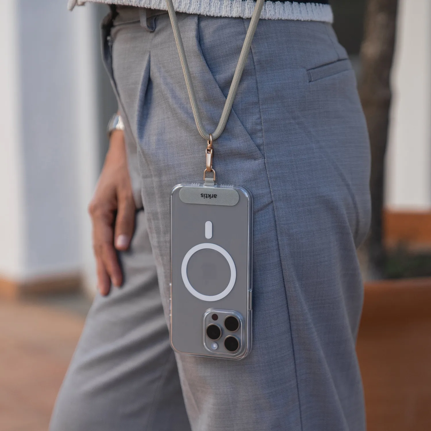 arktis Lanyard Handykette zum Umhängen Schwarz 155 cm