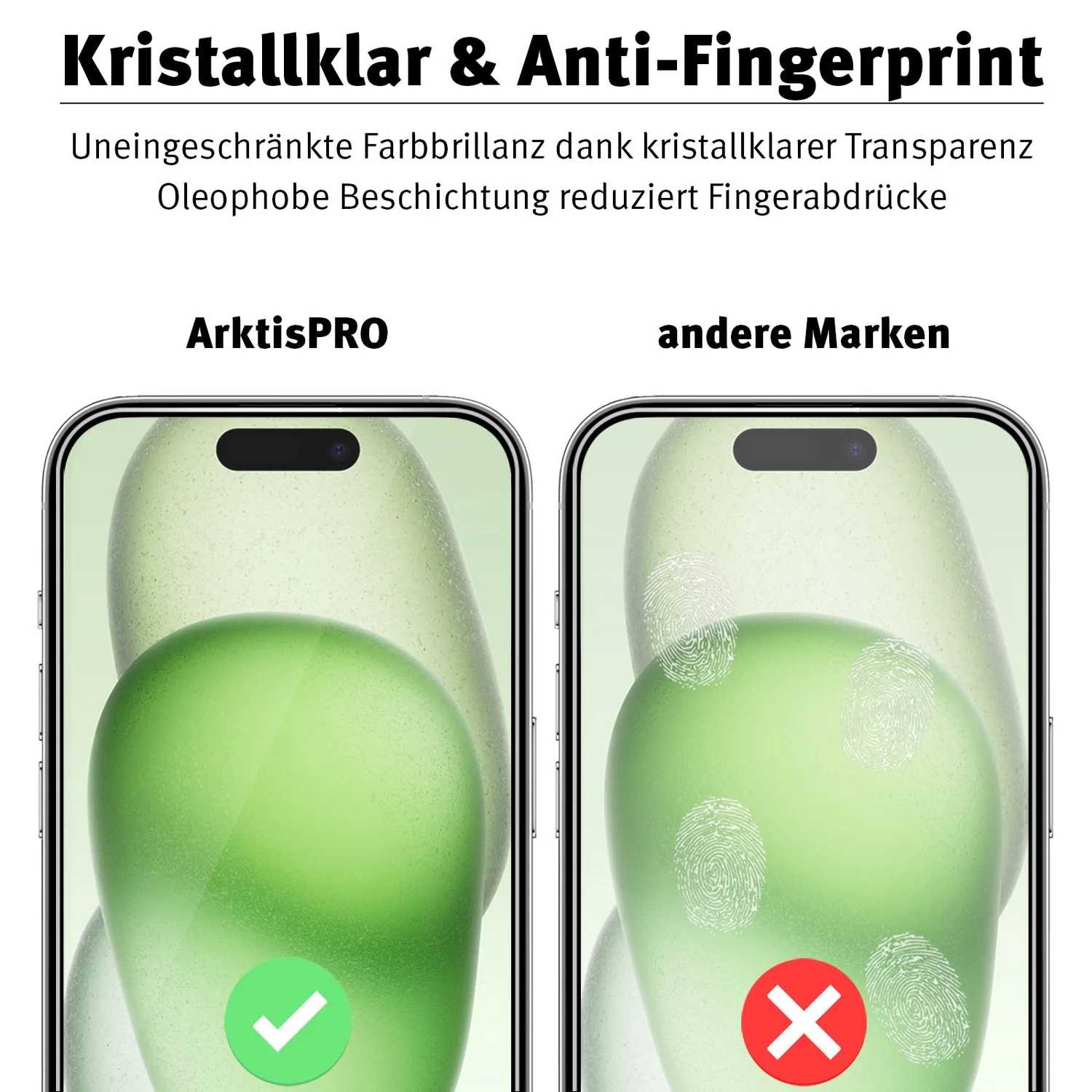 arktis iPhone 15 Plus Glas Displayschutz 3er Set 9H klar