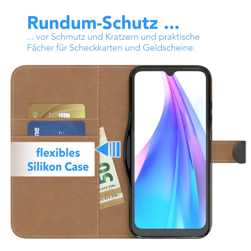 EAZY CASE Book Redmi Note 8T Handyhülle Schwarz Bookstyle