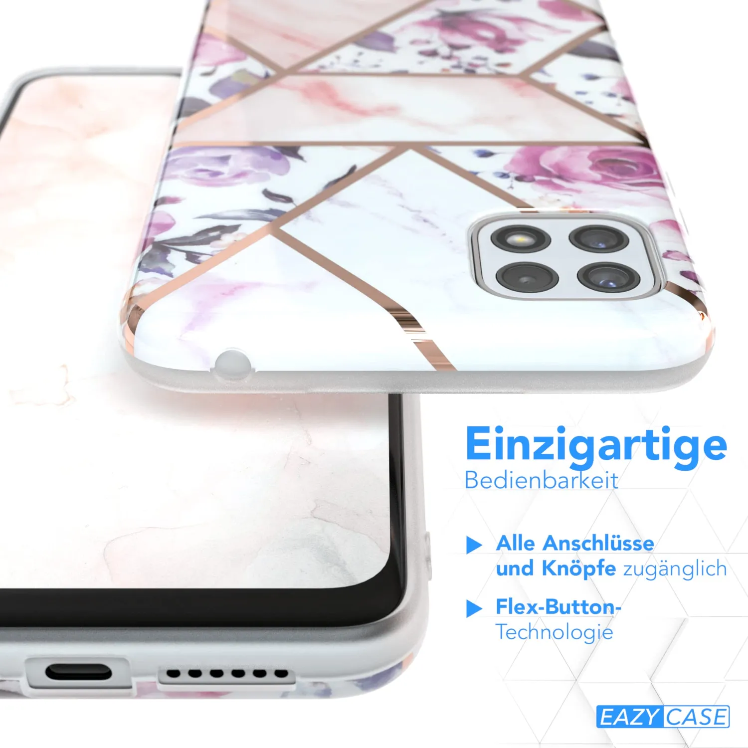 EAZY CASE Galaxy A22 5G Hülle Blume Rosé Rosen Design
