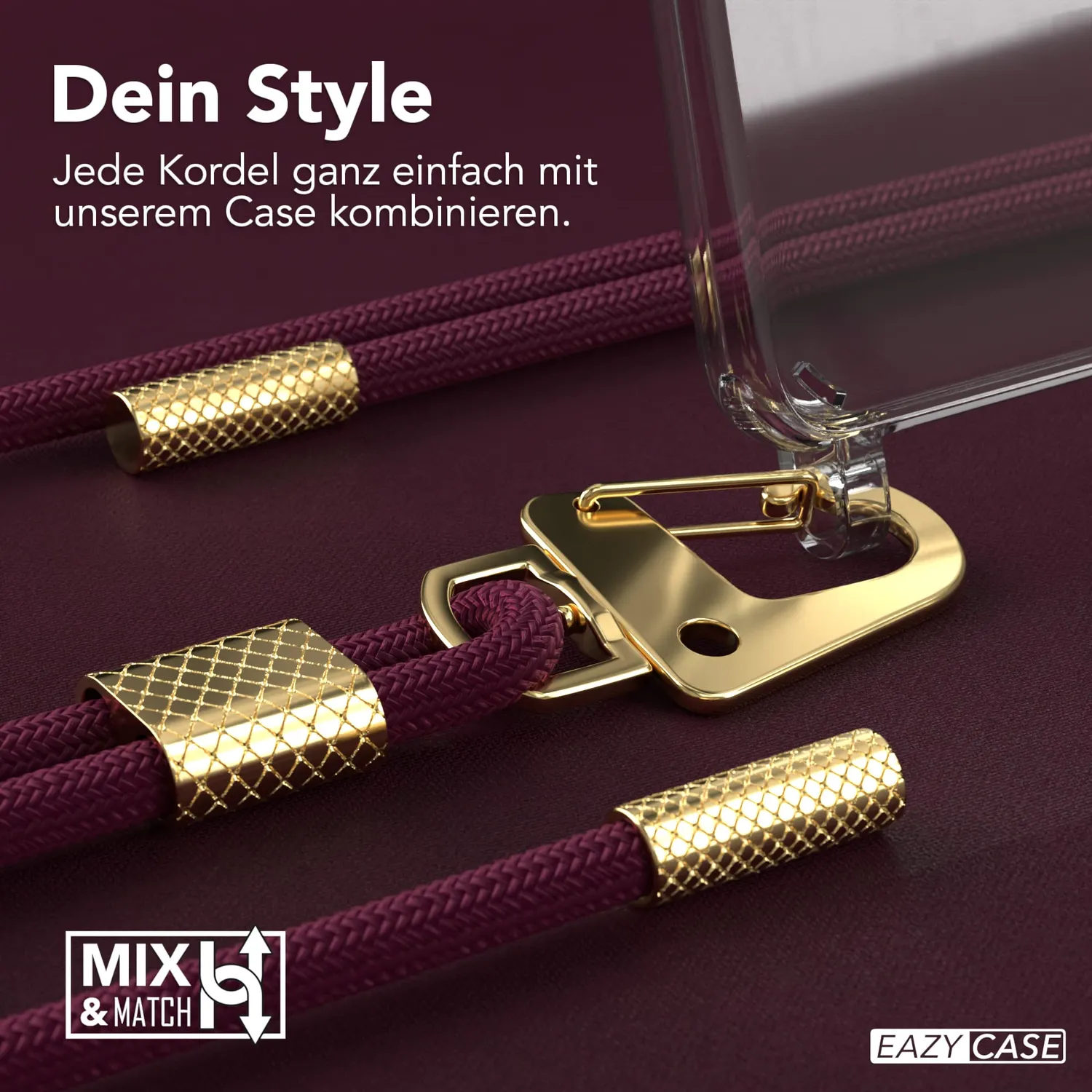 EAZY CASE Galaxy A52 A52s Handykette Karabiner Beere Gold