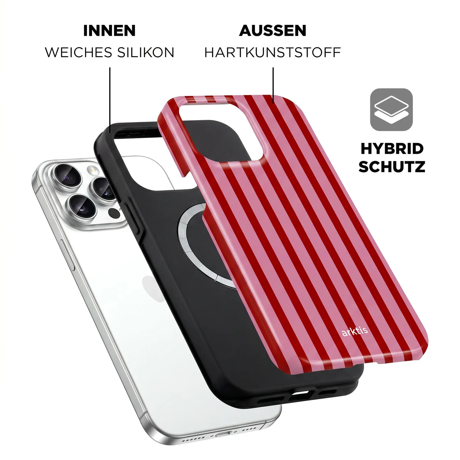 arktis Stripes iPhone 14 Pro Hülle MagSafe Print
