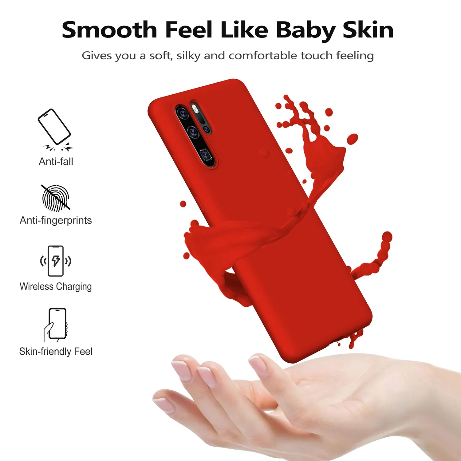 YATWIN Huawei P30 Pro Silikon Hülle Rot ultradünn