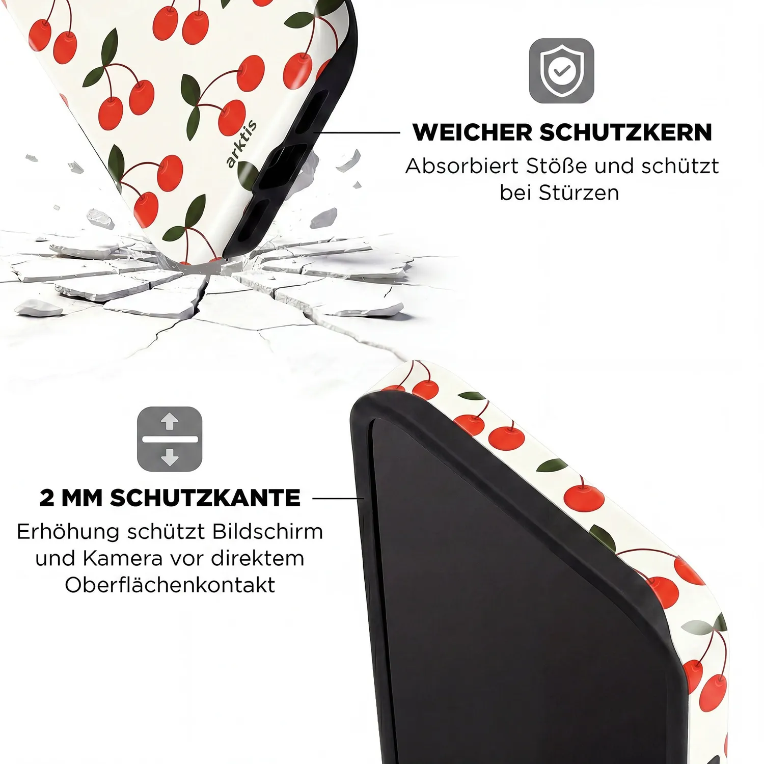 arktis Cherry iPhone 17 Pro Max Hülle MagSafe mit Print