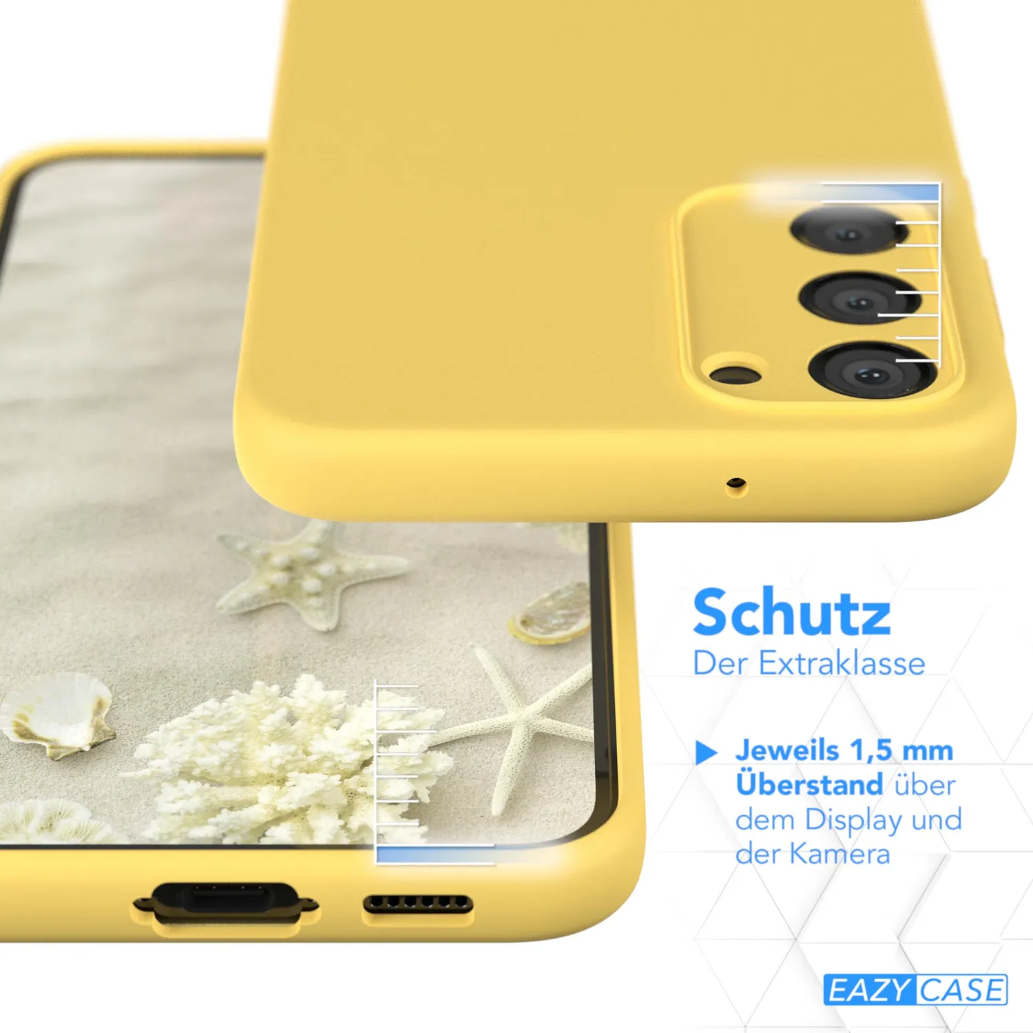 EAZY CASE Galaxy S23 Plus Premium Silikonhülle Gelb Kameraschutz