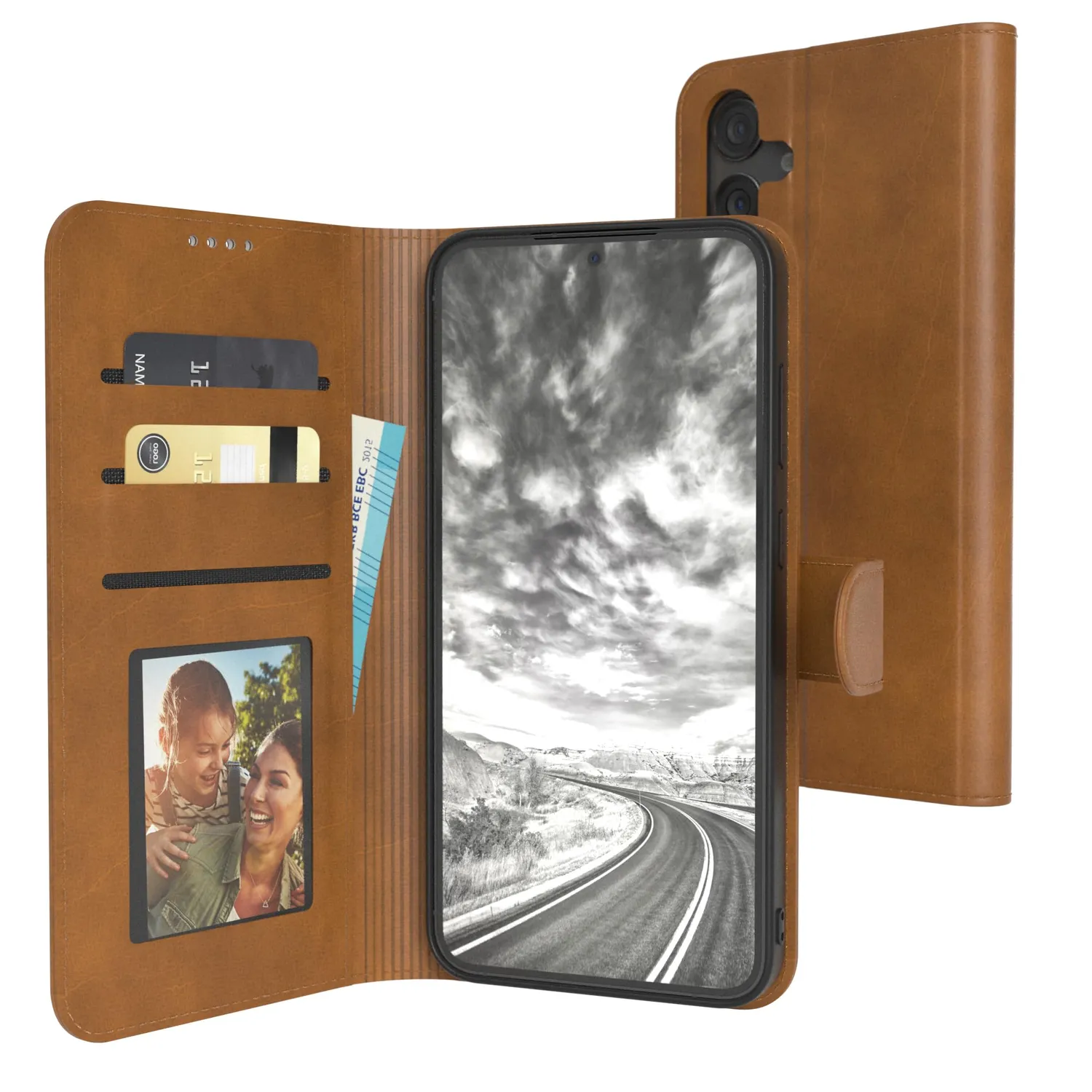 EAZY CASE Galaxy S24 Klapphülle Braun Leder