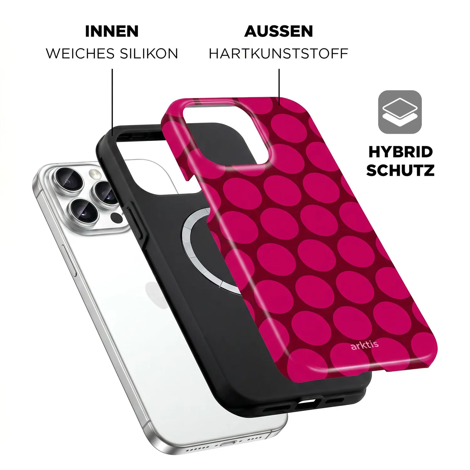 arktis iPhone 14 Pro Max Hülle Polka Dots MagSafe