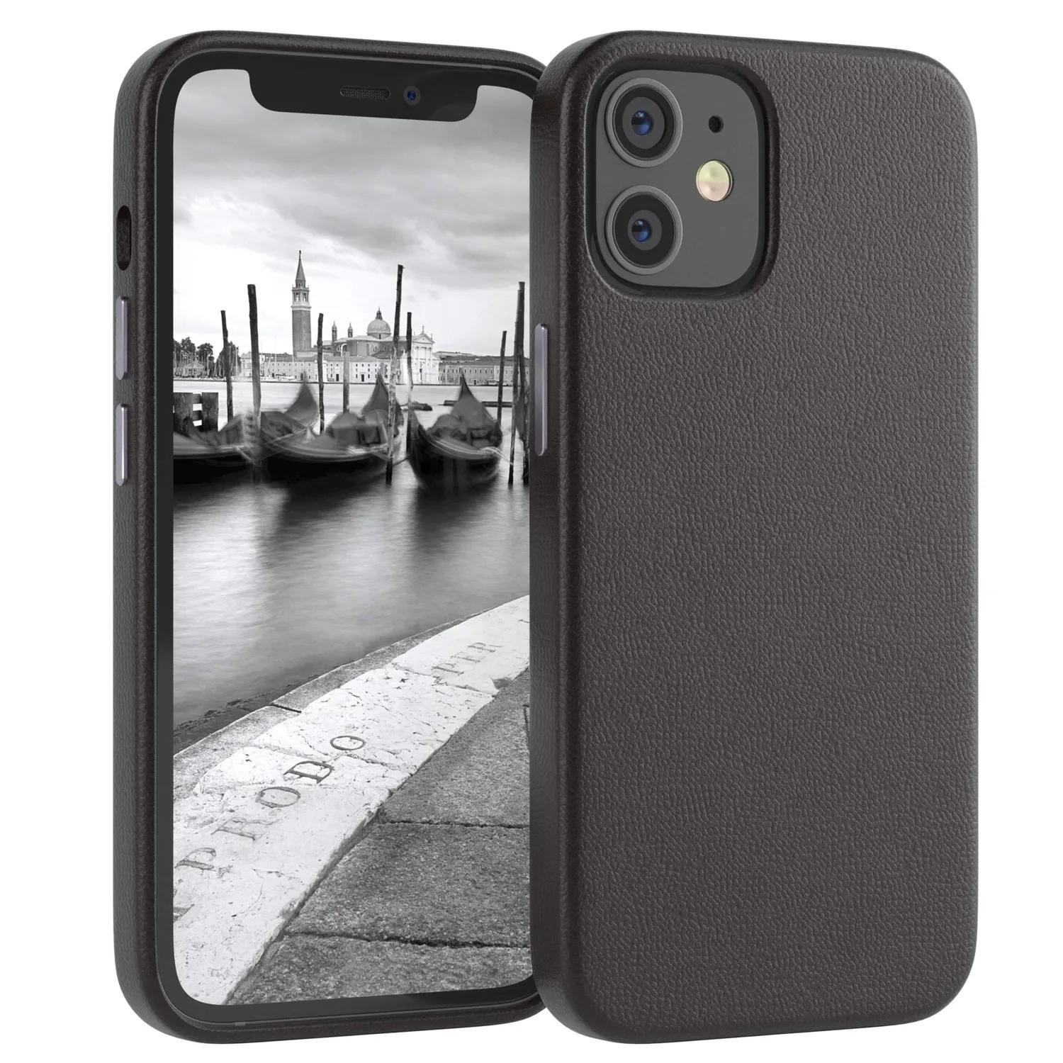 EAZY CASE iPhone 12 Mini Handyhülle Braun Kunstleder