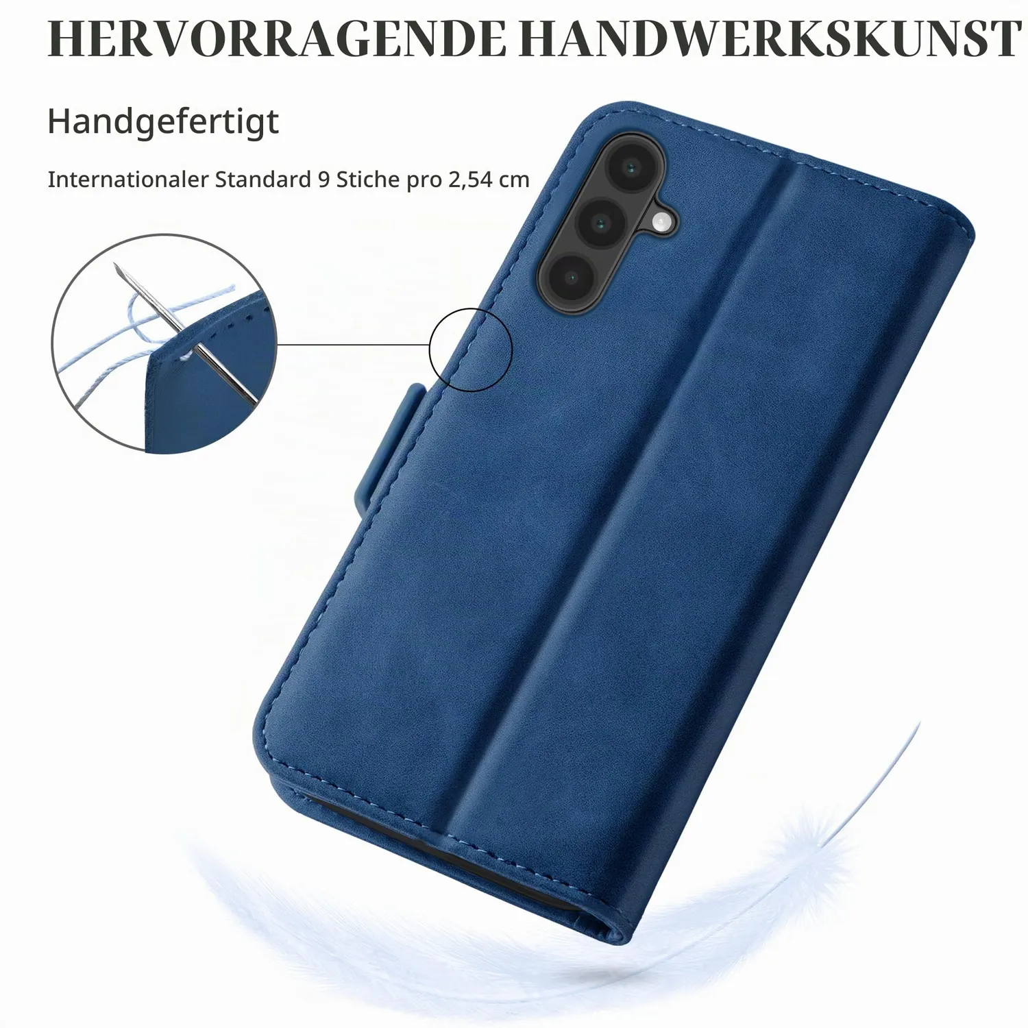 YATWIN Samsung Galaxy A17 5G Klapphülle Blau Leder Kartenfach