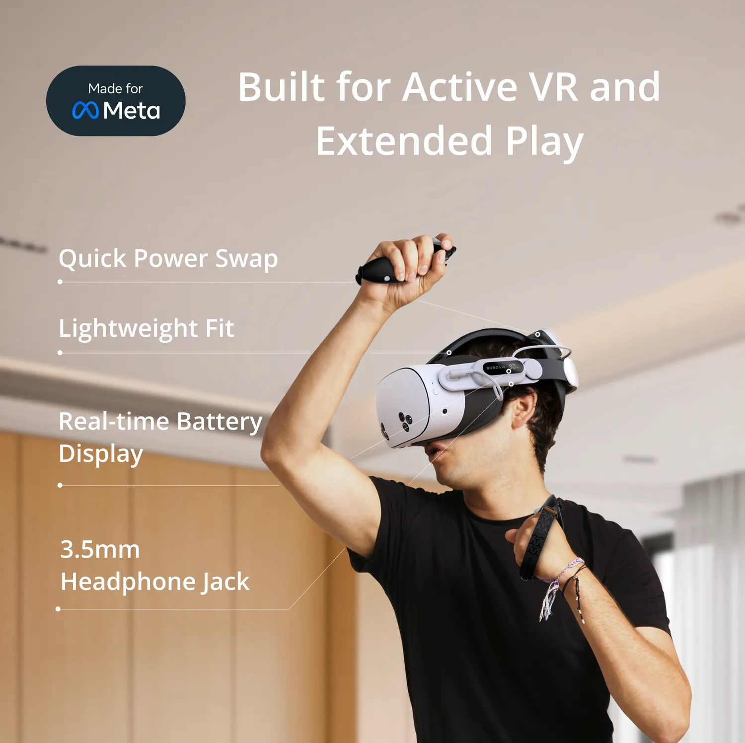 BOBOVR E3 Pro Akku Strap Quest 3/3S 10000mAh schwarz