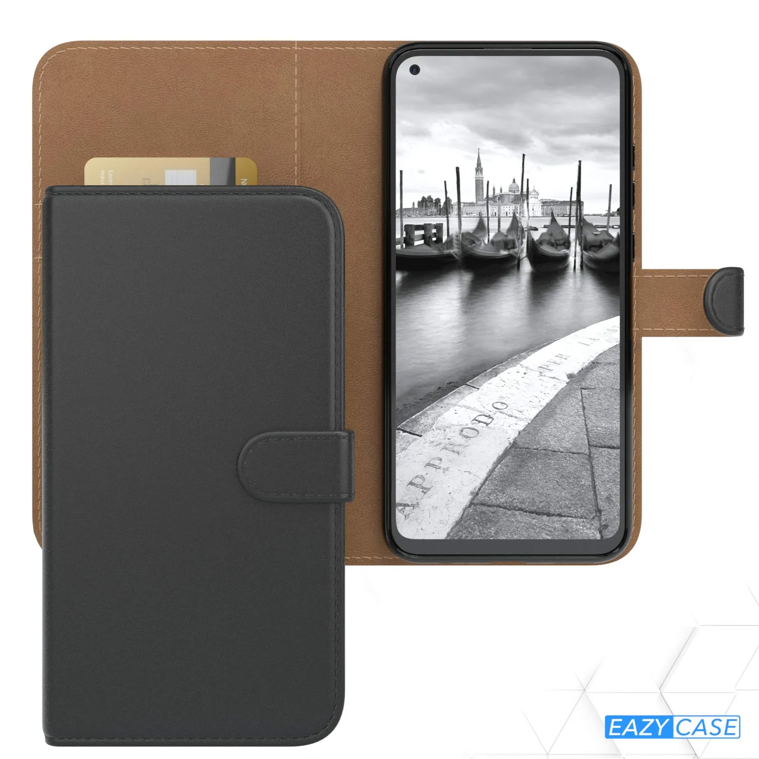 EAZY CASE Klapphülle Huawei P40 Lite E Schwarz Kartenfach