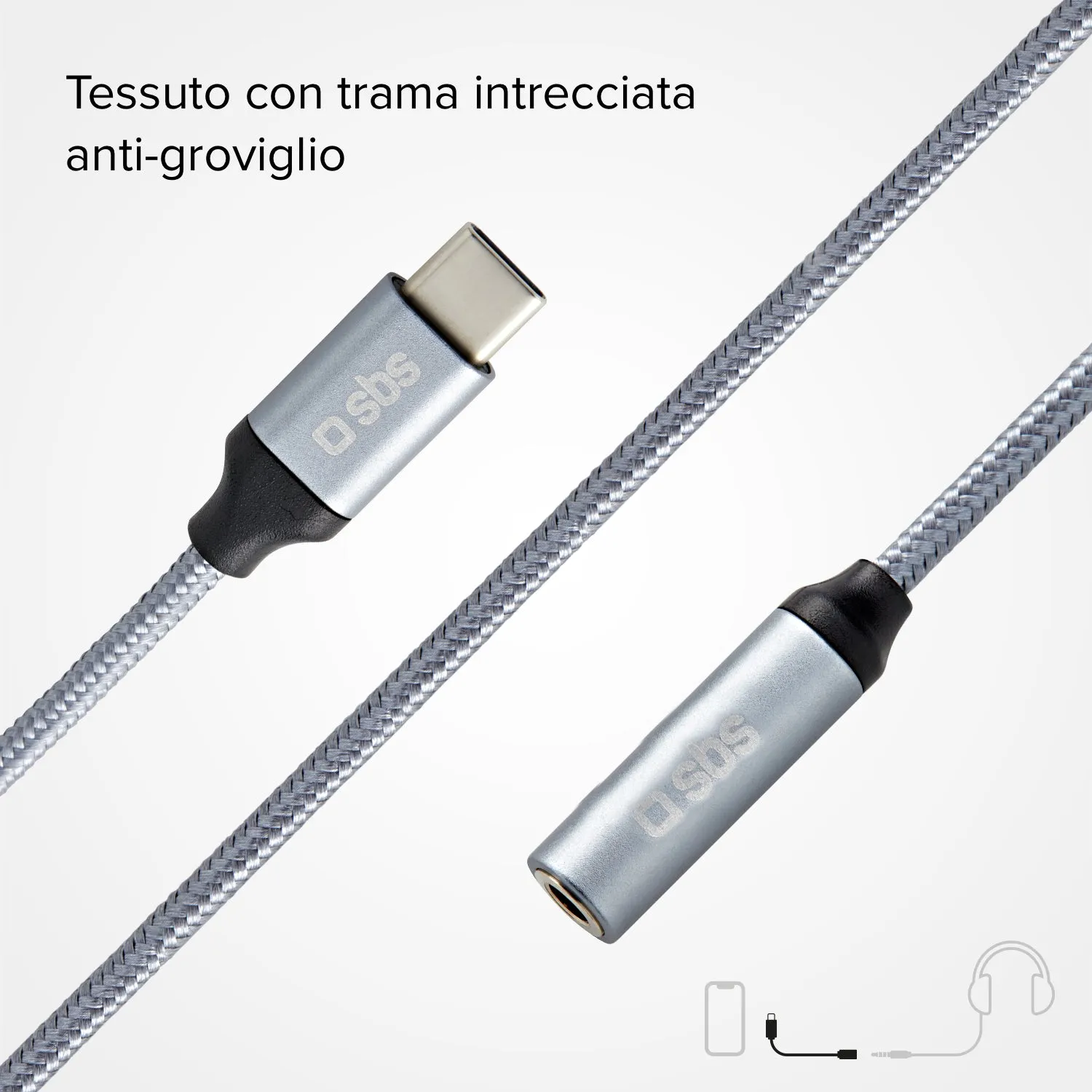 SBS USB-C auf Klinke Adapter 3,5mm 15cm schwarz
