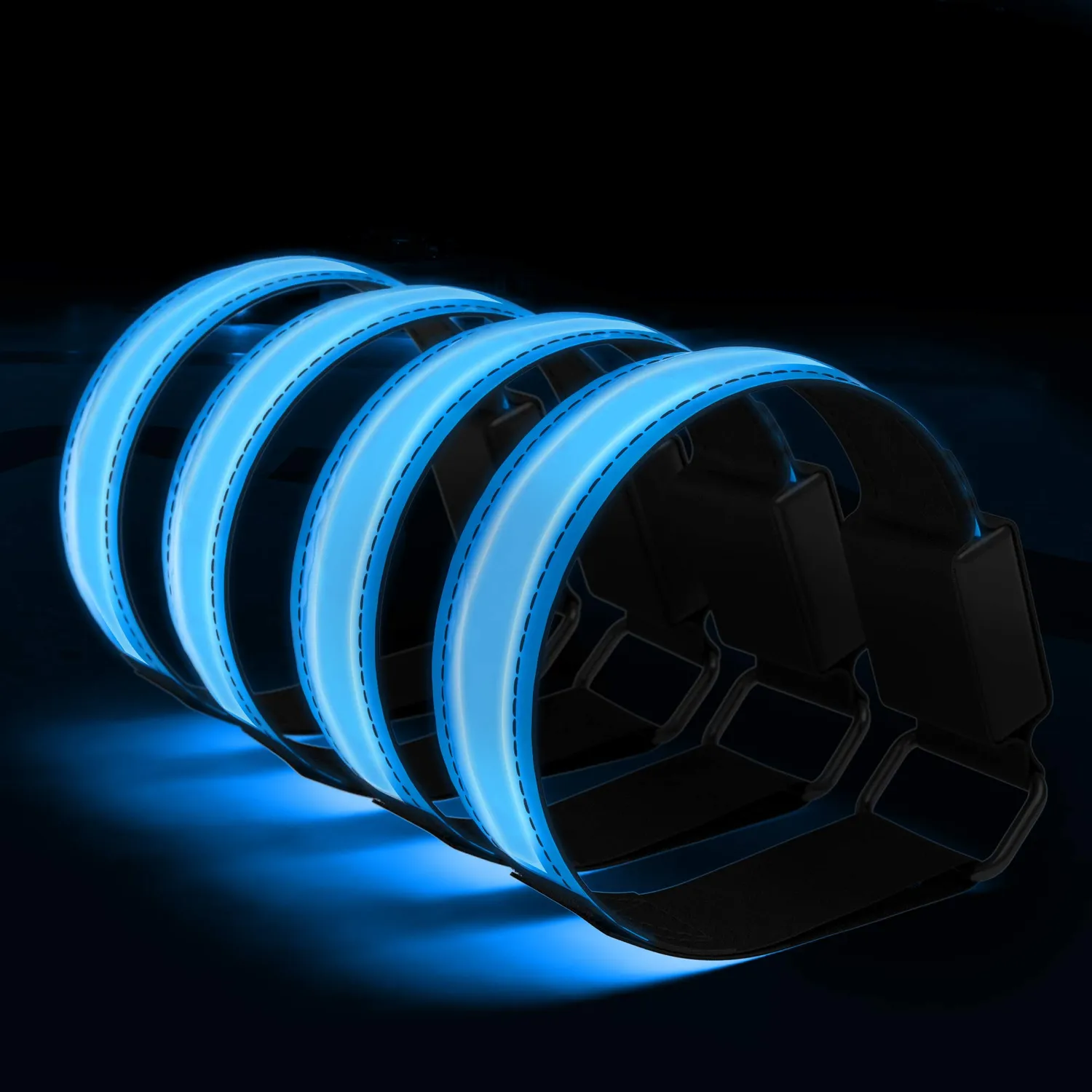 EAZY CASE LED Armband Blau 4er Leuchtband Klett 3 Modi