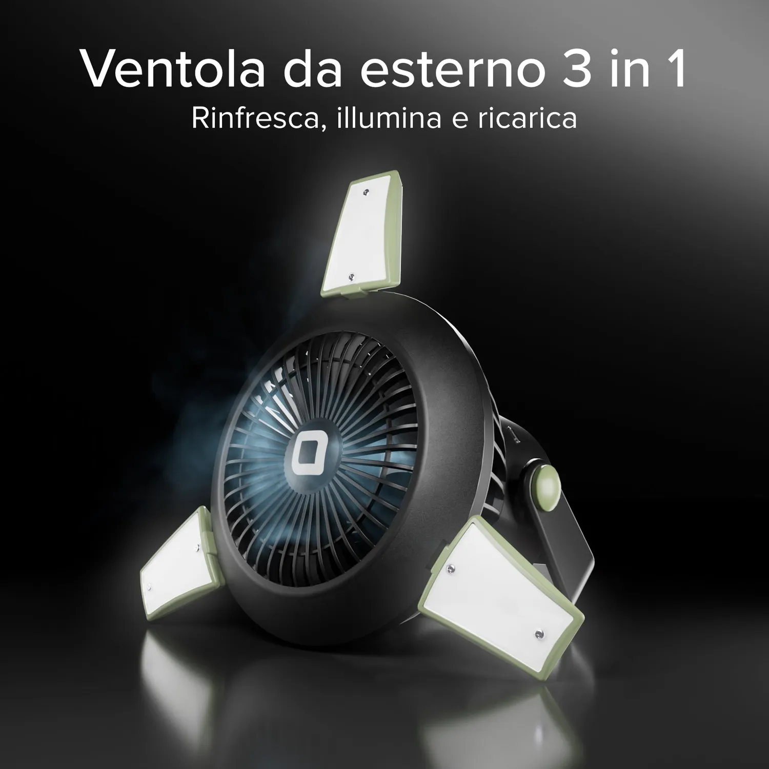 SBS Wild Gear Camping-Ventilator Powerbank 4000mAh Solar Licht