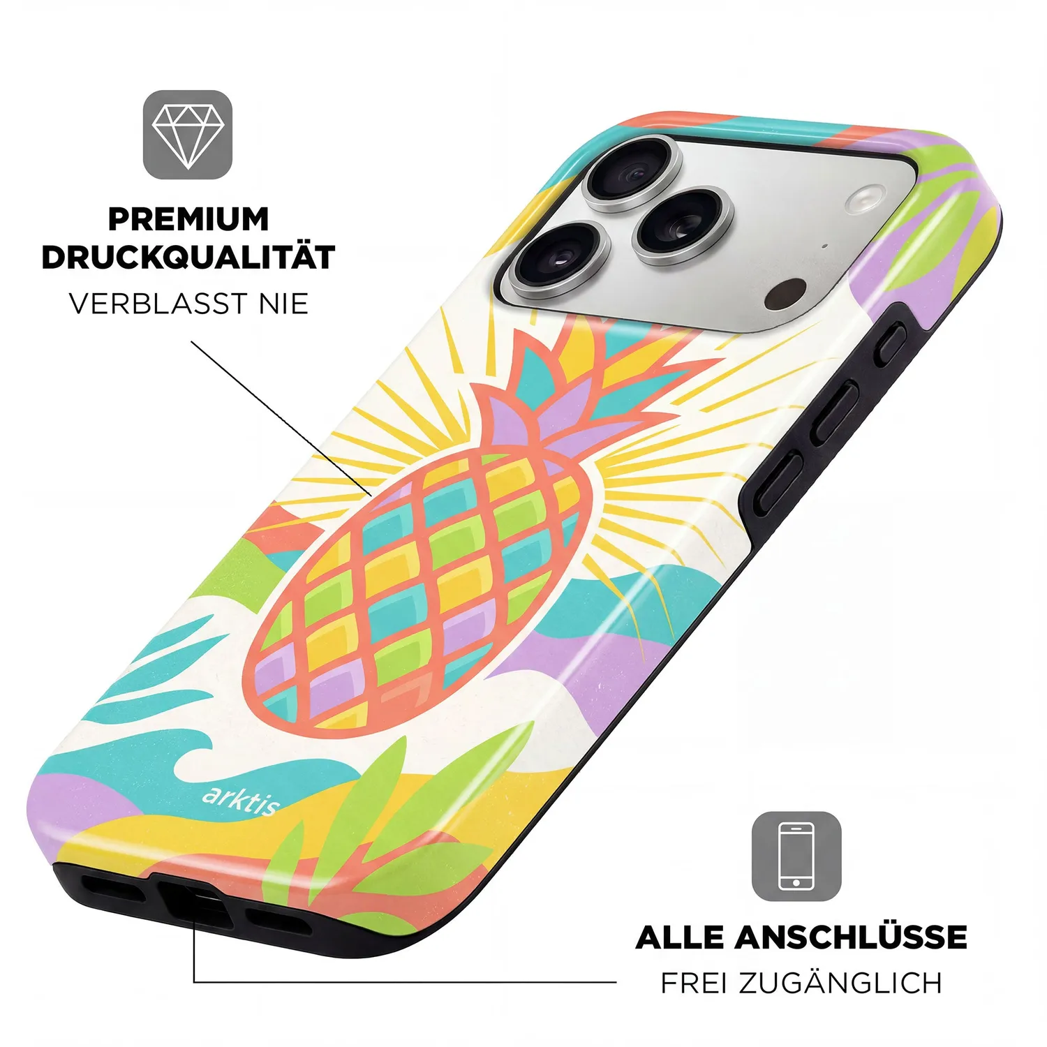 arktis iPhone 16 Hülle Tropic Pineapple MagSafe