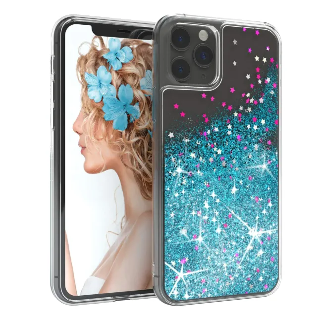 EAZY CASE iPhone 11 Pro Glitzer Hülle Liquid Blau Transparent