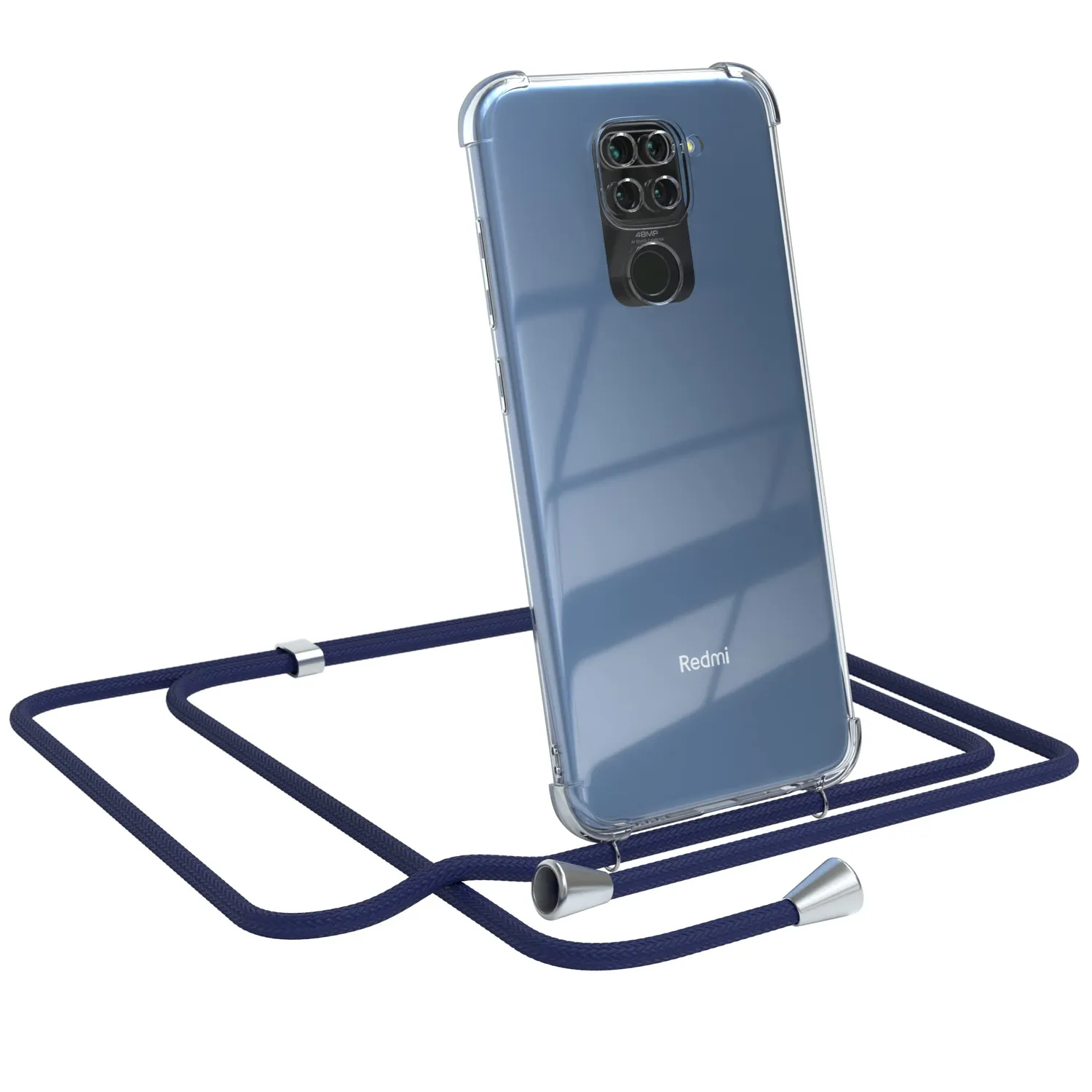 EAZY CASE Redmi Note 9 Handykette Anthrazit mit Band Silikon