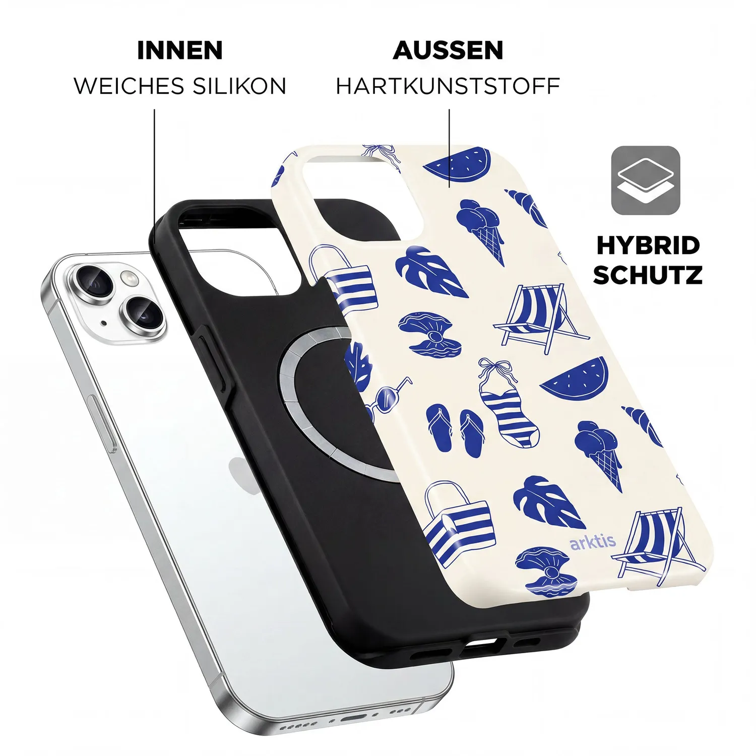 arktis Beach Style Hülle für iPhone 15 MagSafe