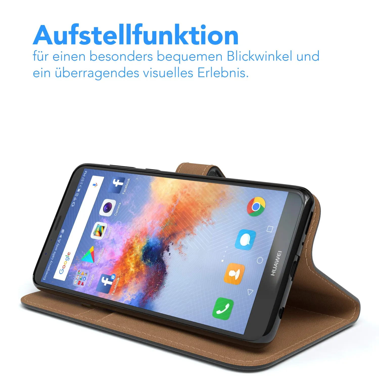 EAZY CASE Huawei Y9 2018 Klapphülle schwarz mit Kartenfach