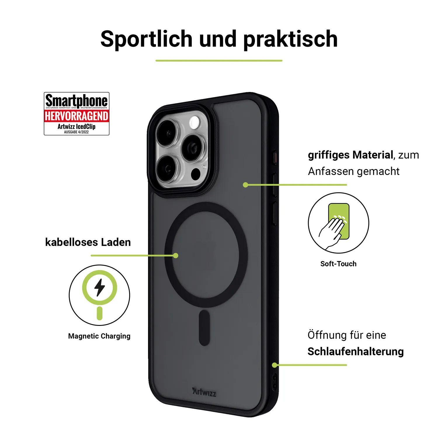 Artwizz IcedClip Charge iPhone 15 Pro Max MagSafe Hülle Frost