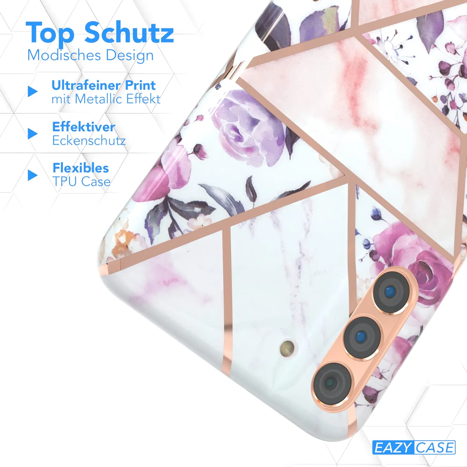EAZY CASE Samsung Galaxy S21 Plus 5G Silikonhülle Blumen rosé-gold