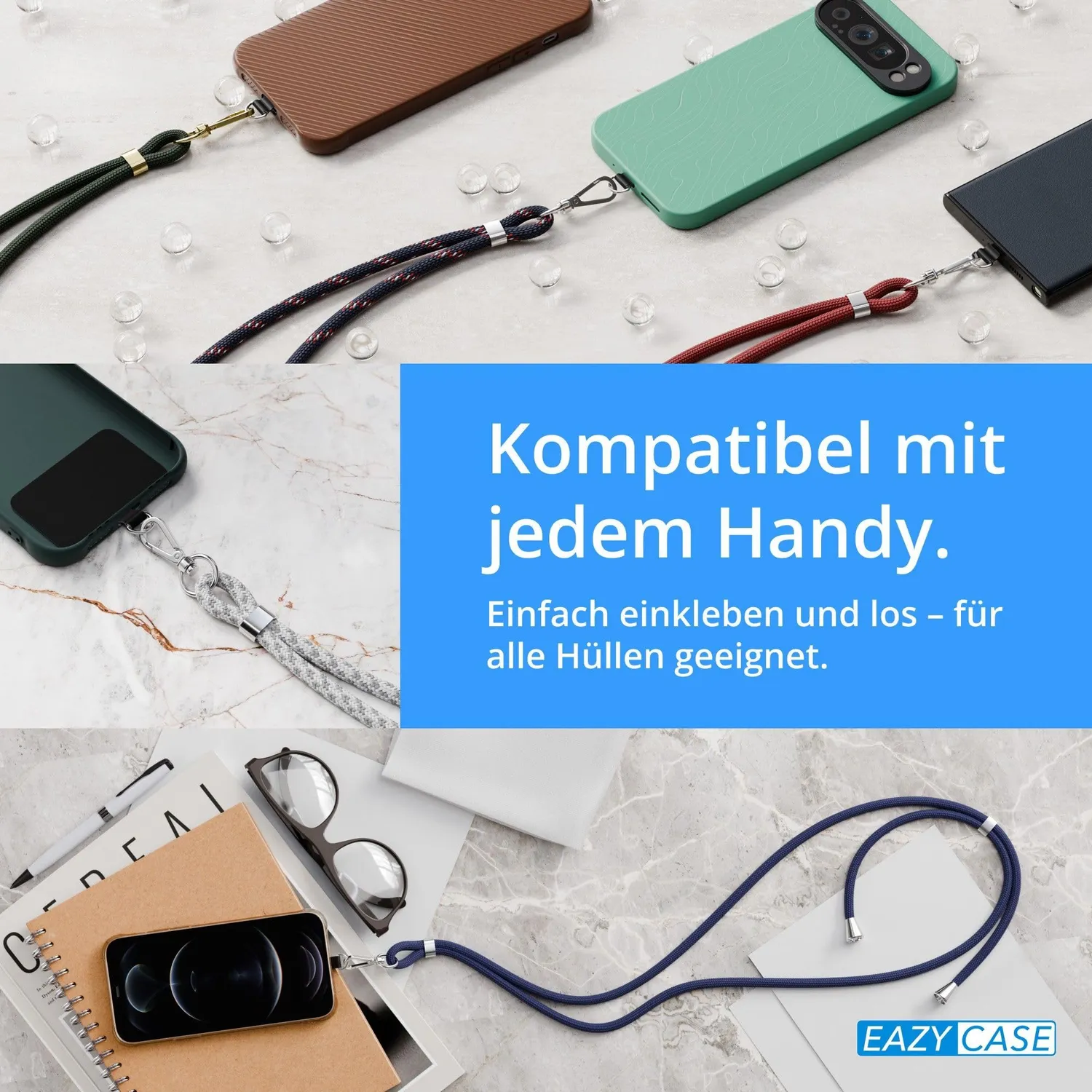 EAZY CASE Universal Handykette Anthrazit Handyband