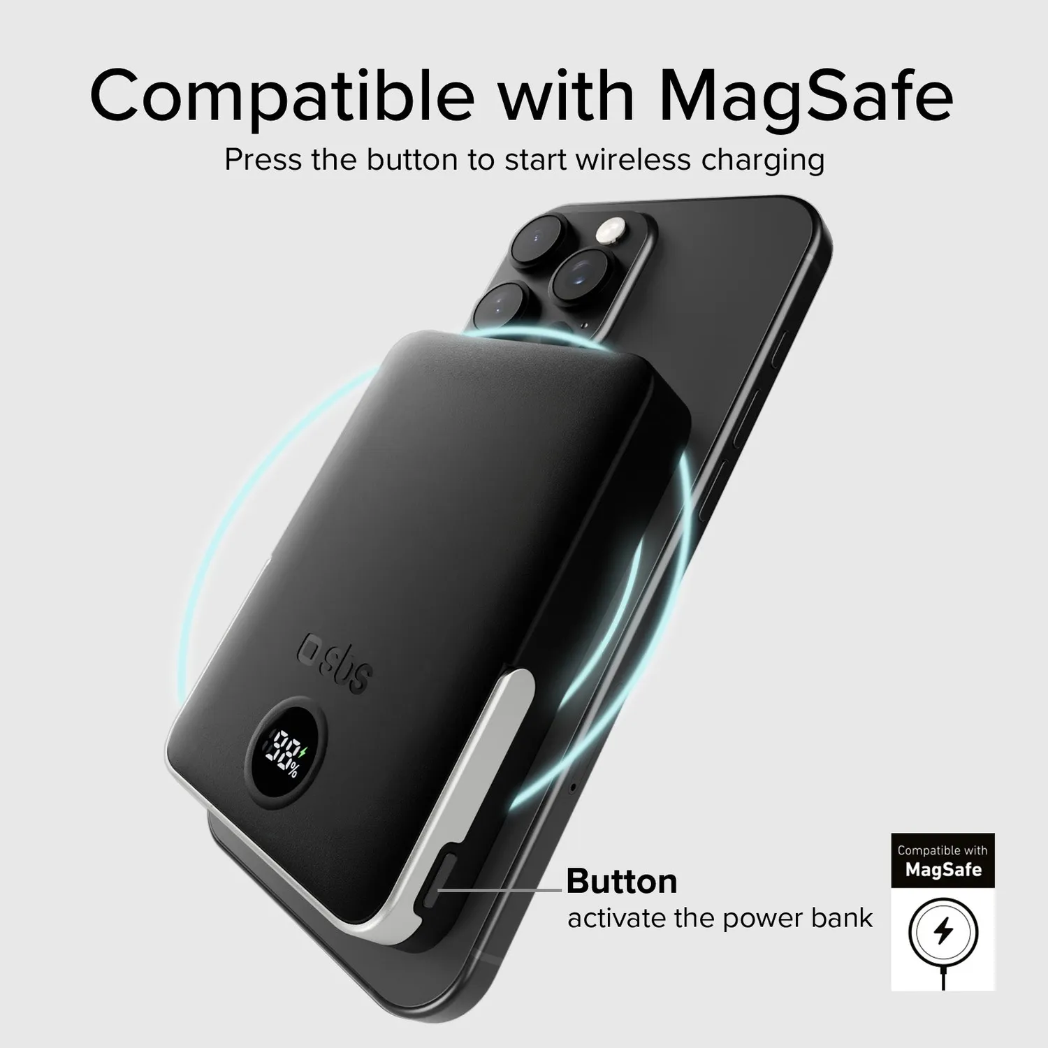 SBS Wireless Powerbank 10000 mAh MagSafe Stand Display