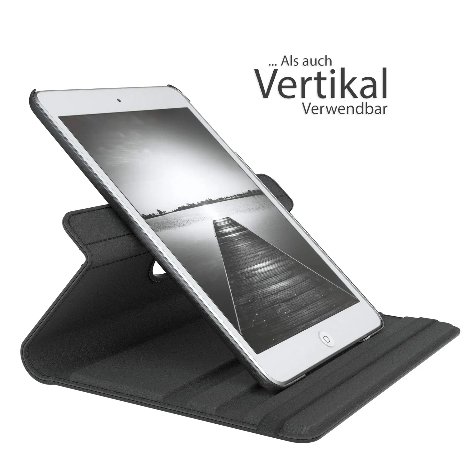 EAZY CASE iPad Mini 1/2/3 Tablethülle Schwarz 360° Kunstleder