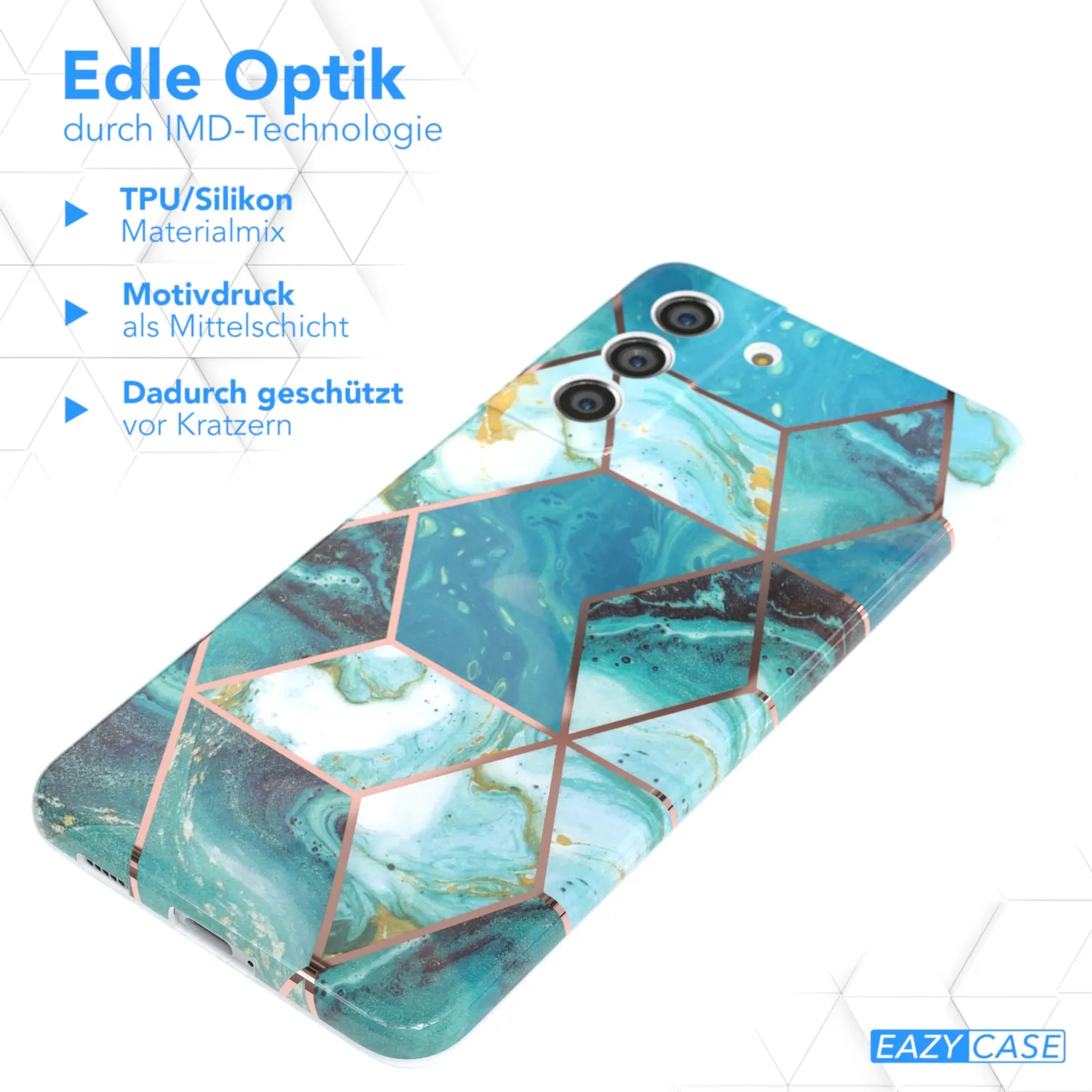 EAZY CASE Galaxy S21 FE Silikonhülle Marmor Grün dünn