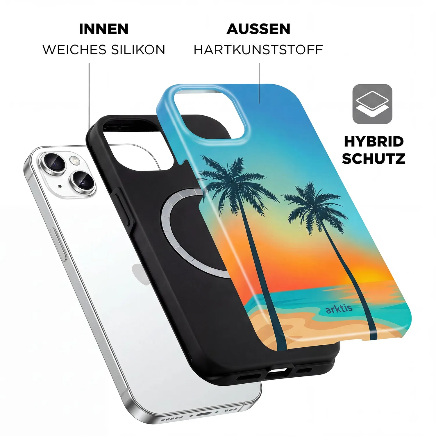 arktis Sunset Beach iPhone 15 Hülle MagSafe Print
