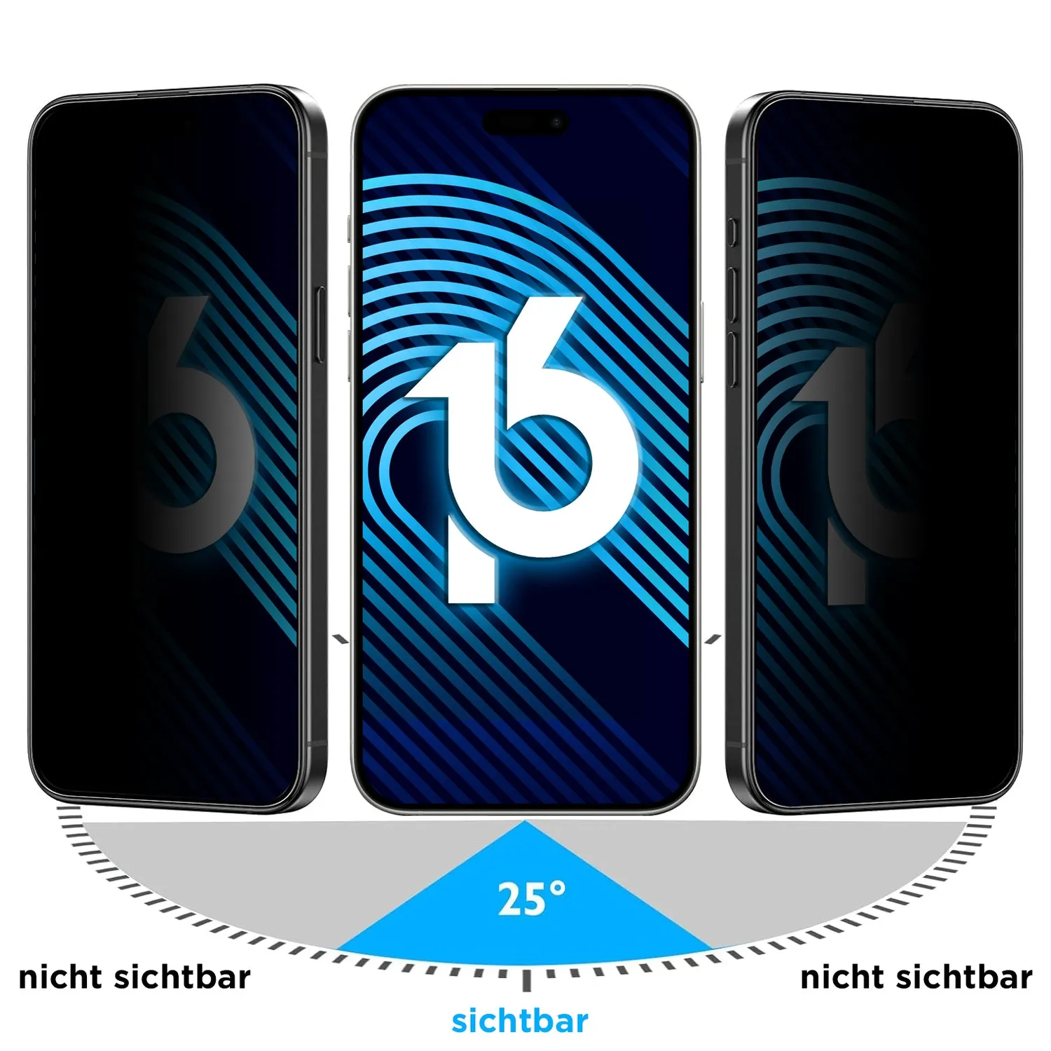 arktis Privacy iPhone 16 Panzerglas 1 Stück blickdicht