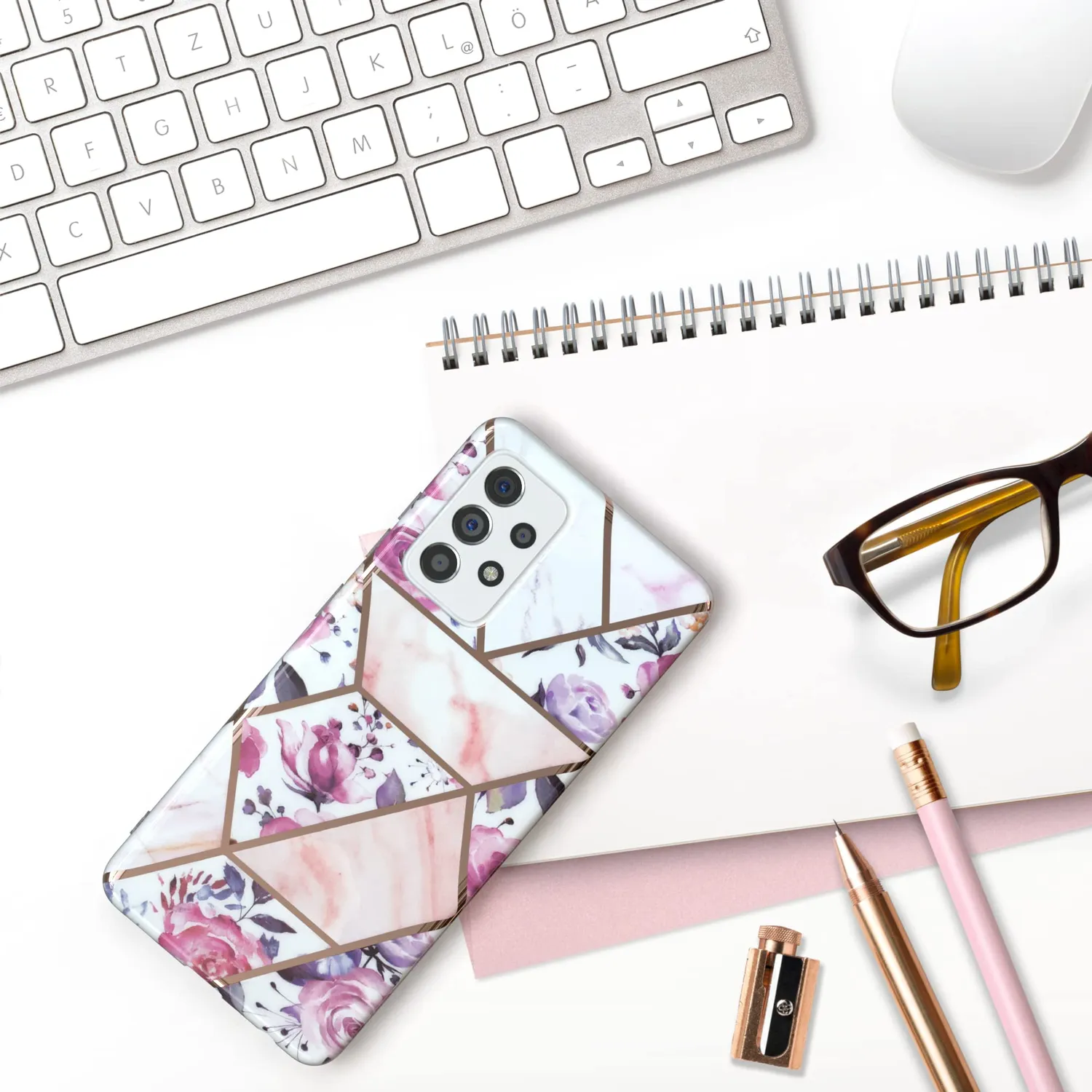 EAZY CASE Galaxy A52 Silikon Handyhülle Blume-Rosé Rosen
