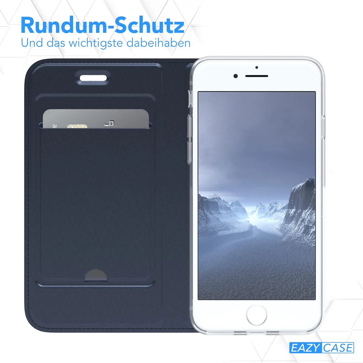 EAZY CASE Wallet Case iPhone SE 2022 Dunkel Blau Magnet