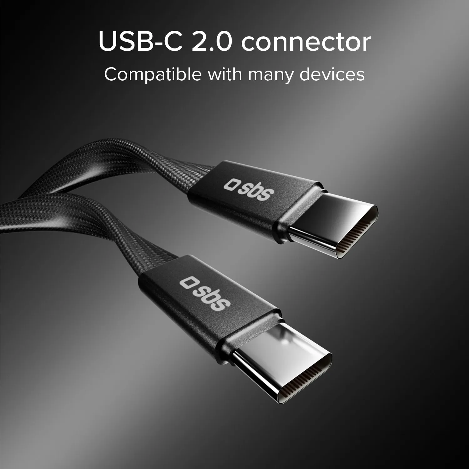 SBS USB-C 2.0 Ladekabel 1m Schwarz 60W Schnellladung