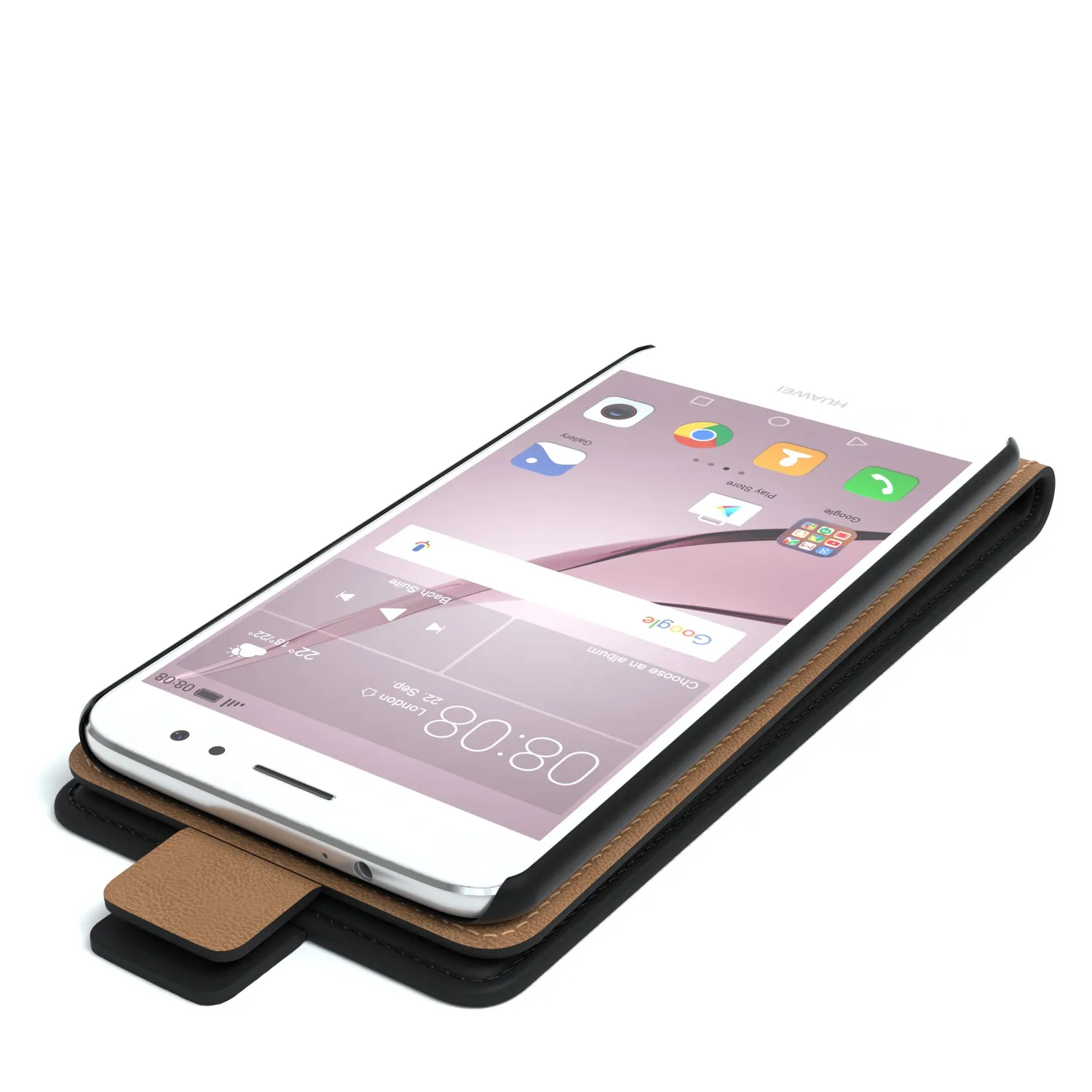 EAZY CASE Huawei Nova Plus Flipcover Schwarz Kunstleder
