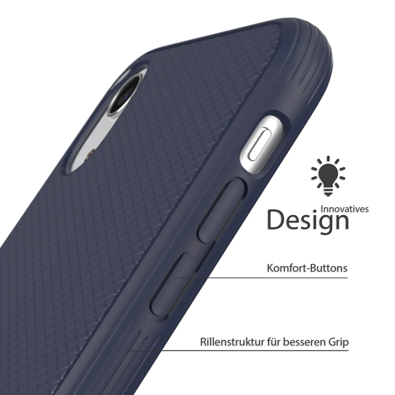 EAZY CASE iPhone XR Silikonhülle Dunkelblau Struktur